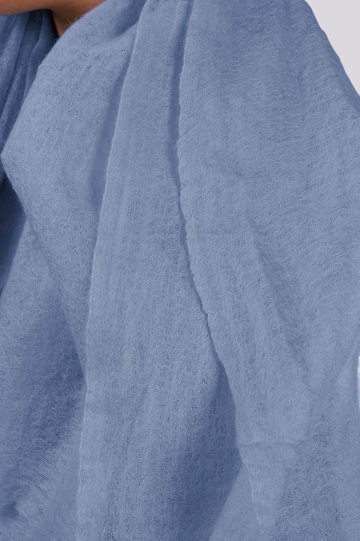 Handwoven Sky Blue Cashmere Scarf Shawl Wrap