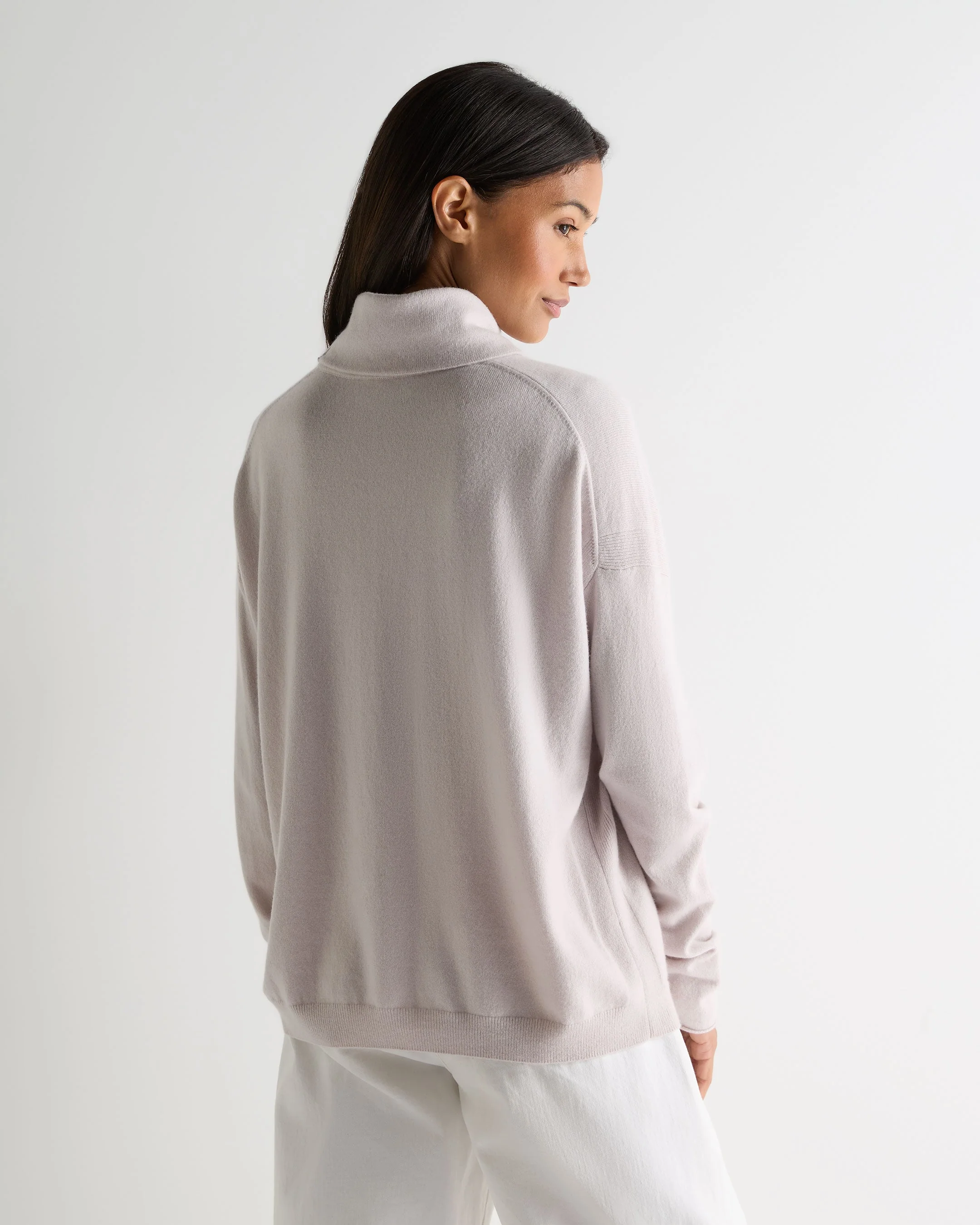 Women's Victoria Turtle Neck Cashmere Sweater Snow Grey