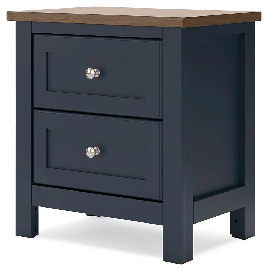 Landocken - Two Drawer Night Stand - Brown / Blue