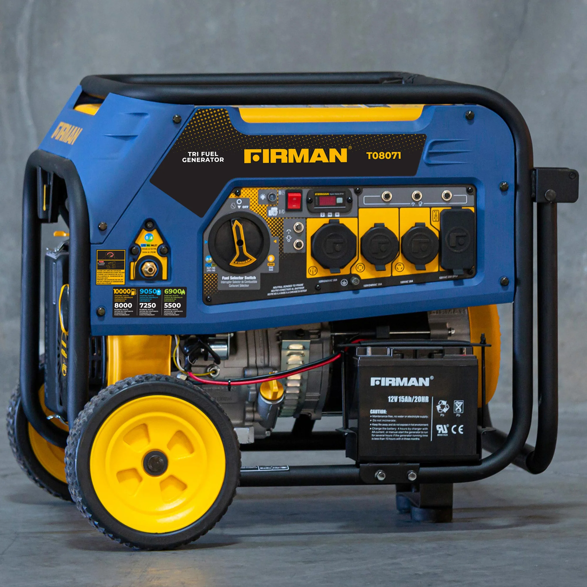 Tri Fuel Portable Generator 8000W Electric Start 120/240V