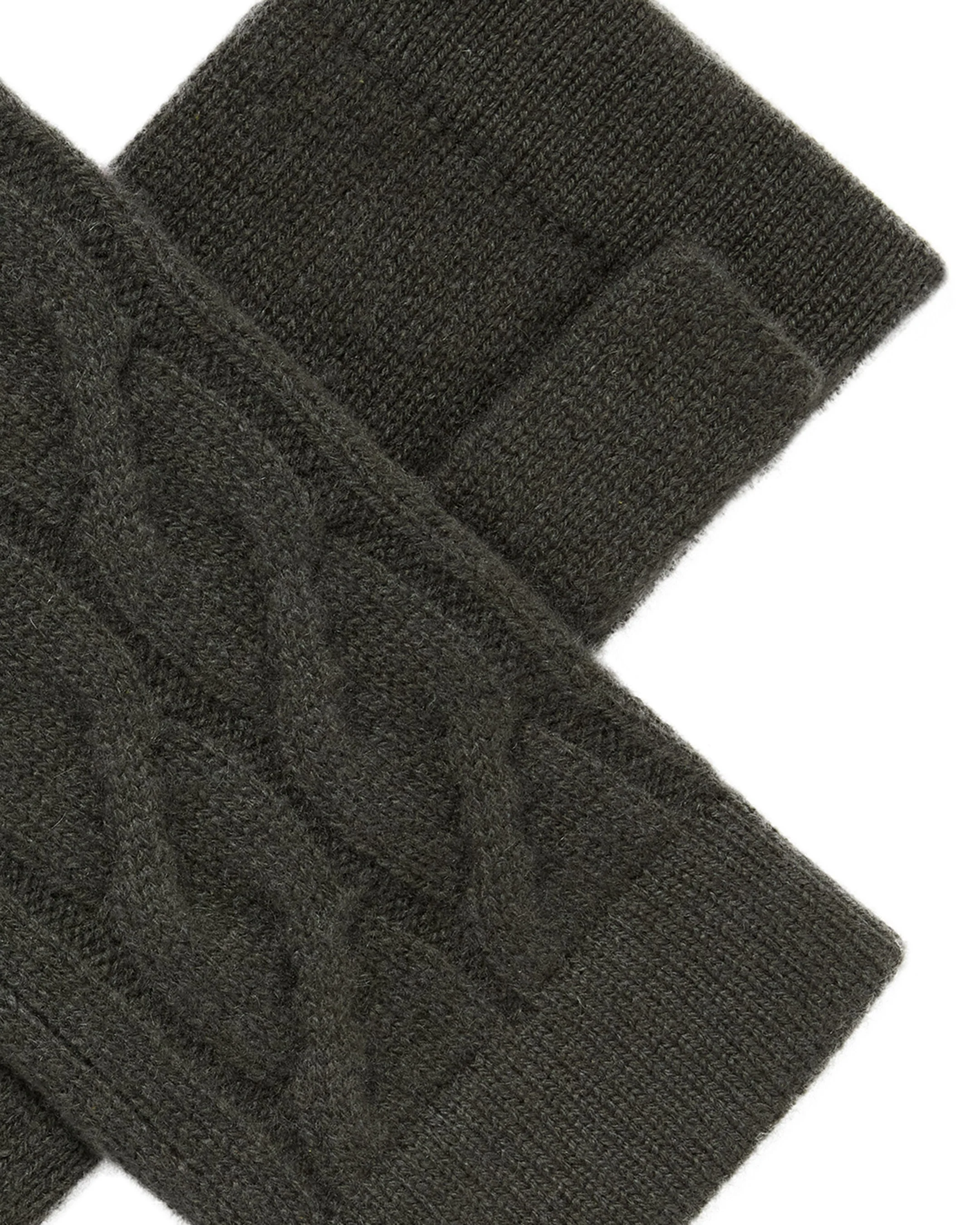 Women's Cable Fingerless Cashmere Gloves Arabica Khaki Green