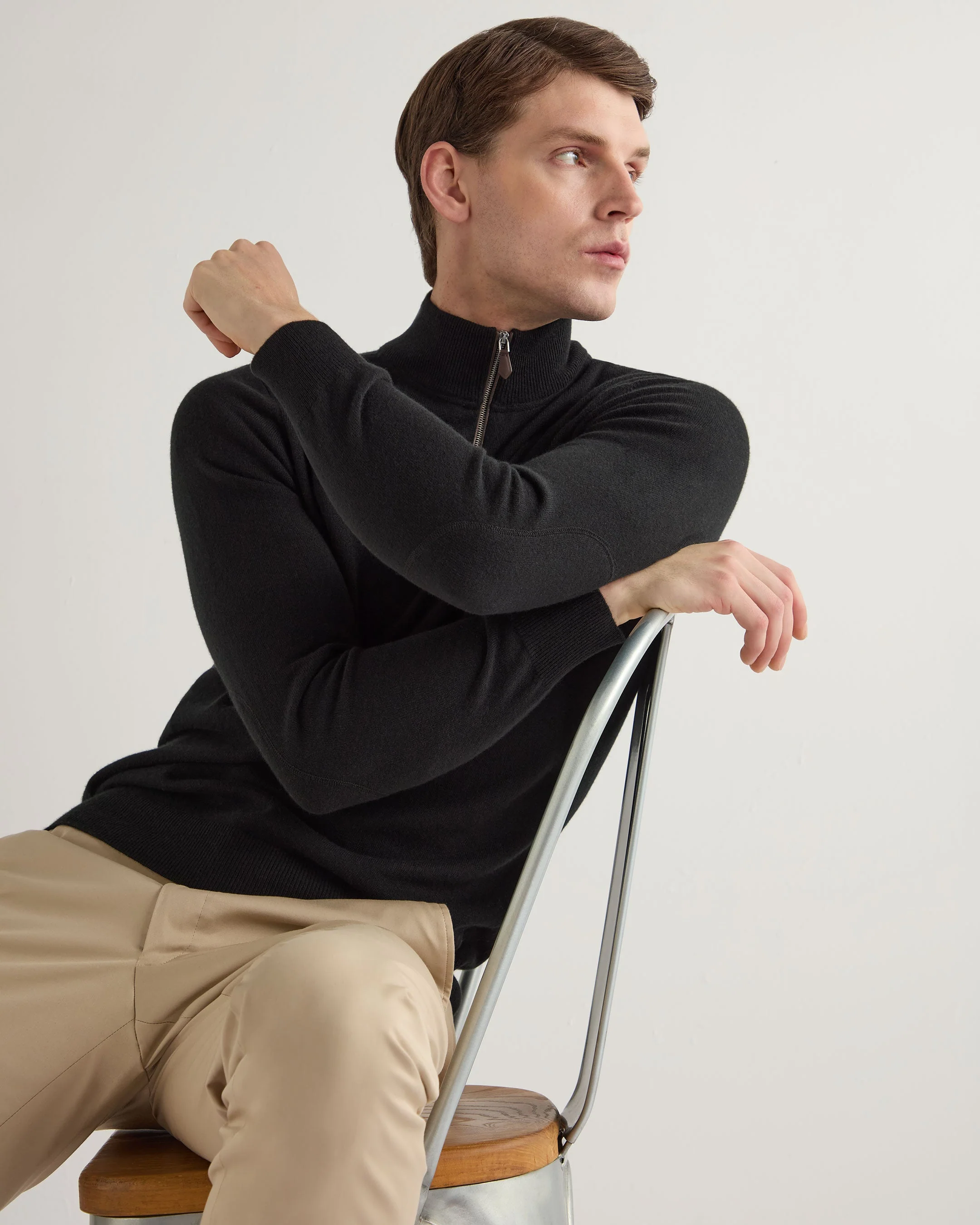 Men's Carnaby Half Zip Cashmere Jumper Black