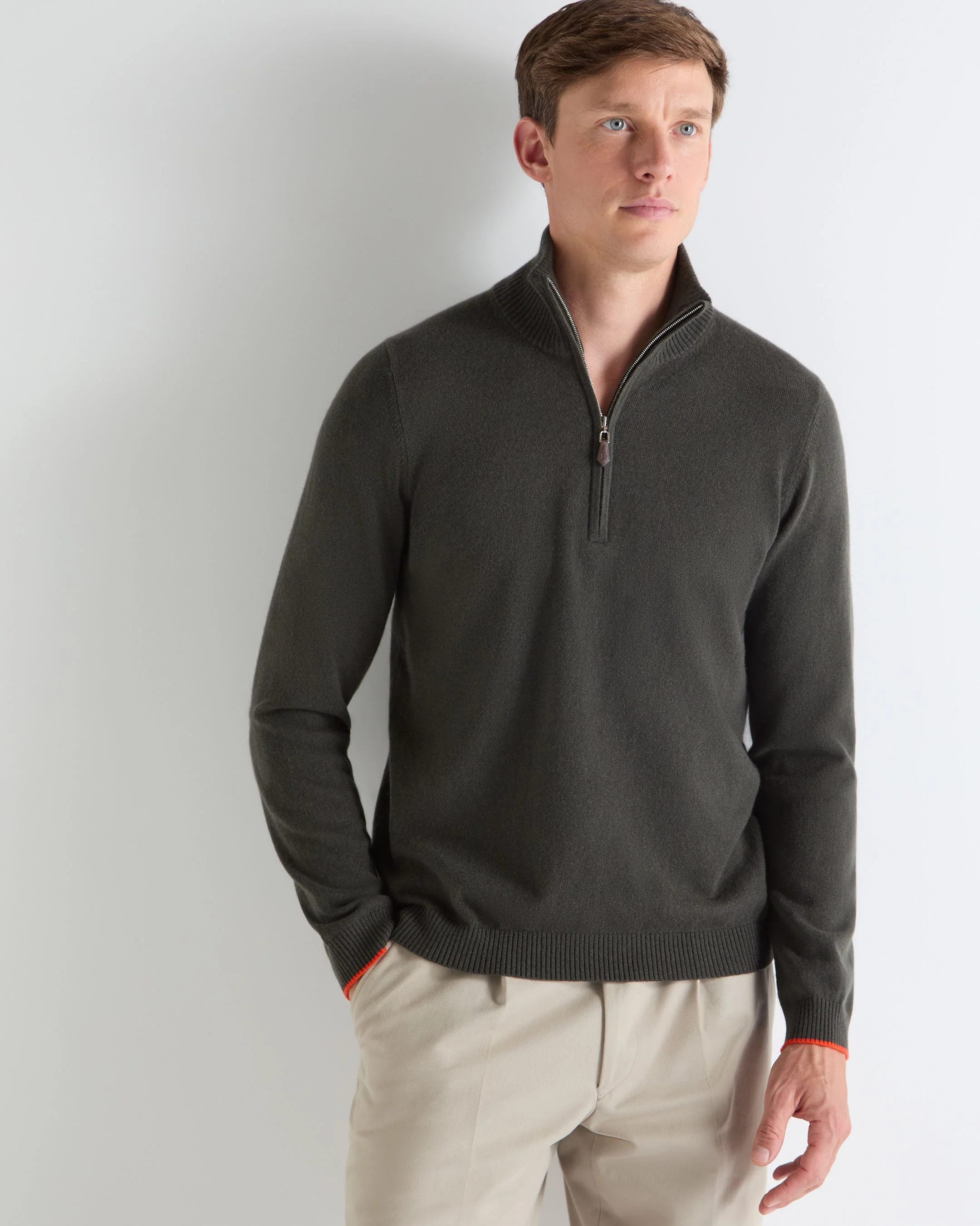 TUCCI HALF ZIP Arabica Khaki Green