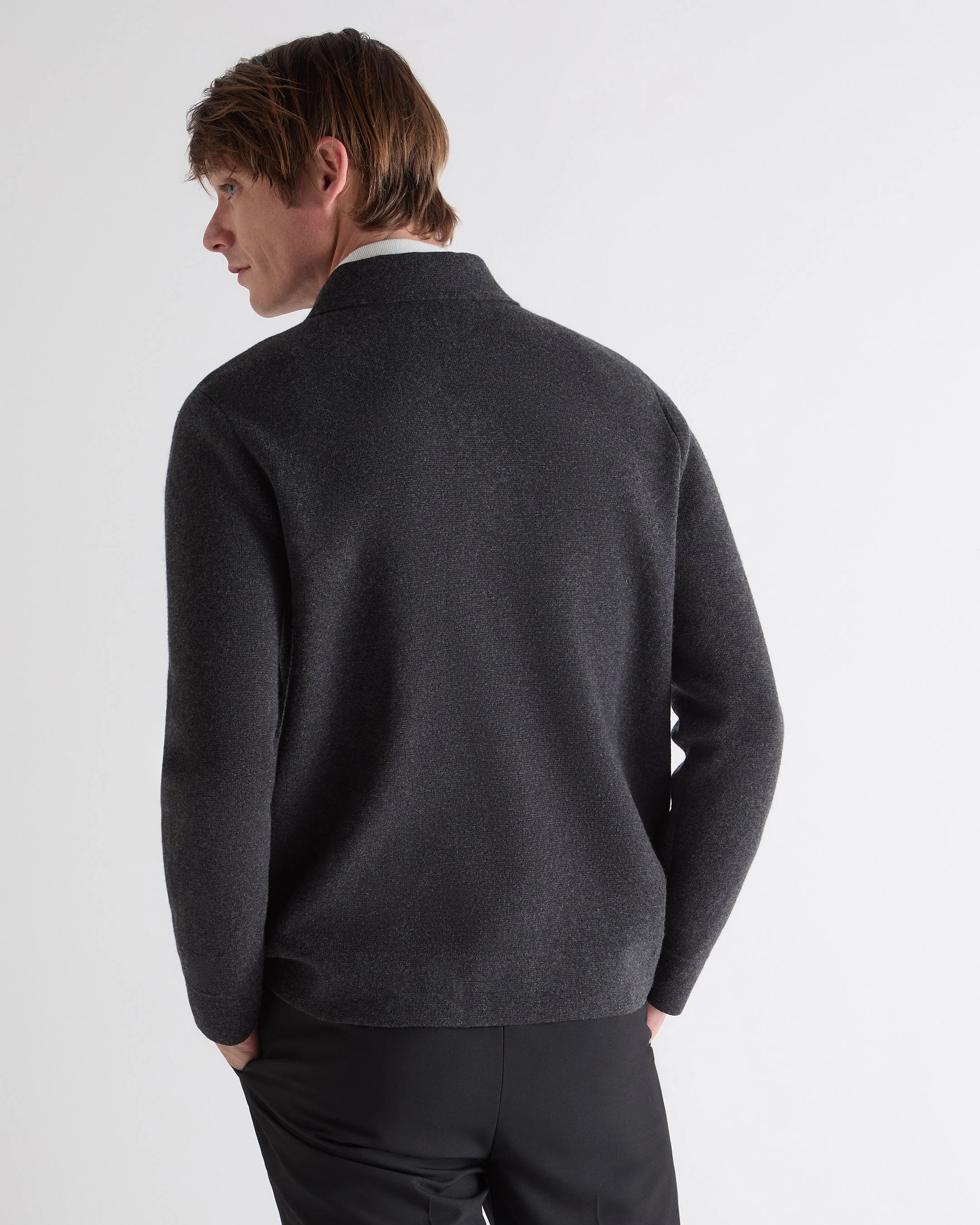 Men's Milano Cashmere Shirt Deep Charcoal Grey