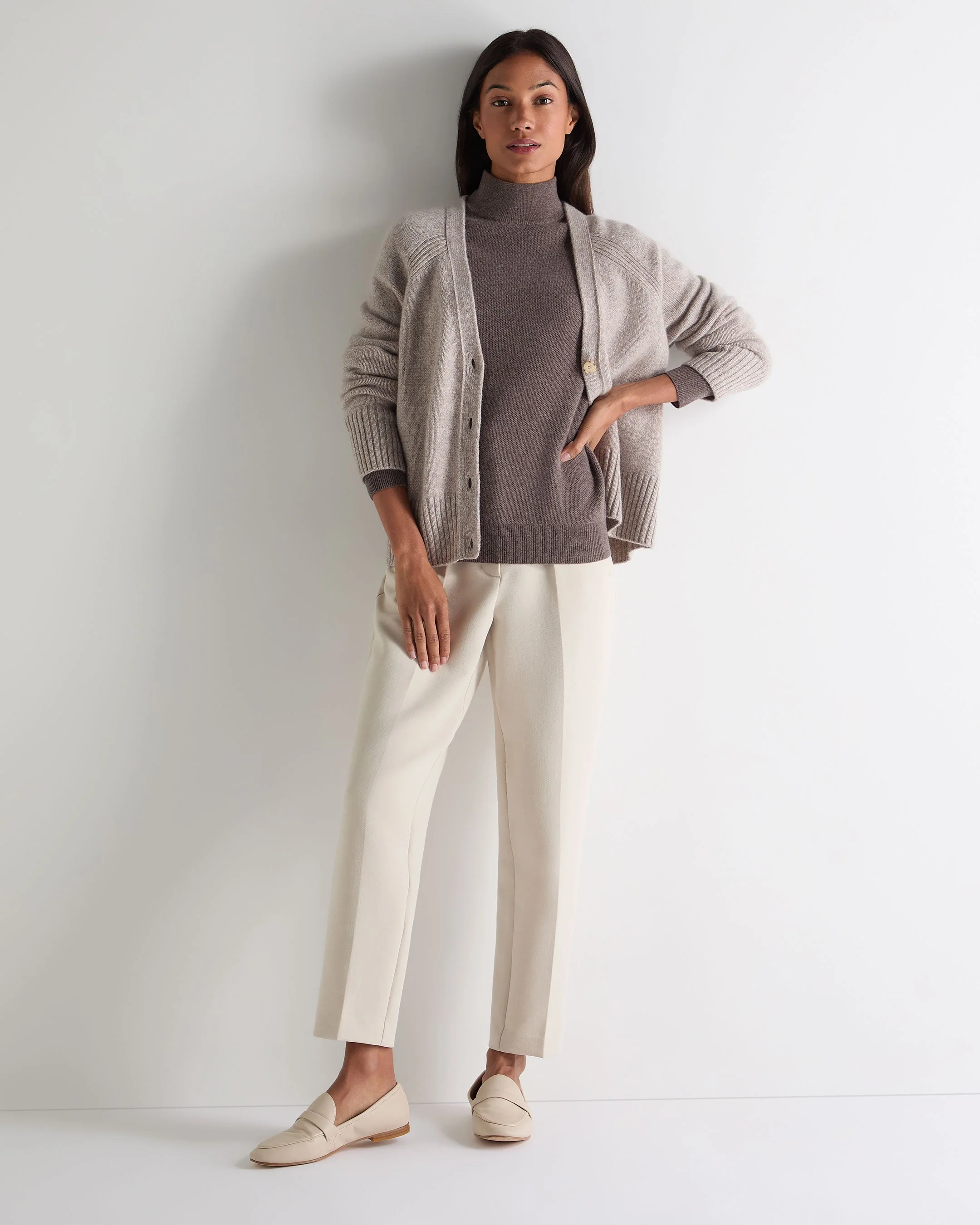 Women's Honeycomb Knit Cashmere Sweater Otter Brown