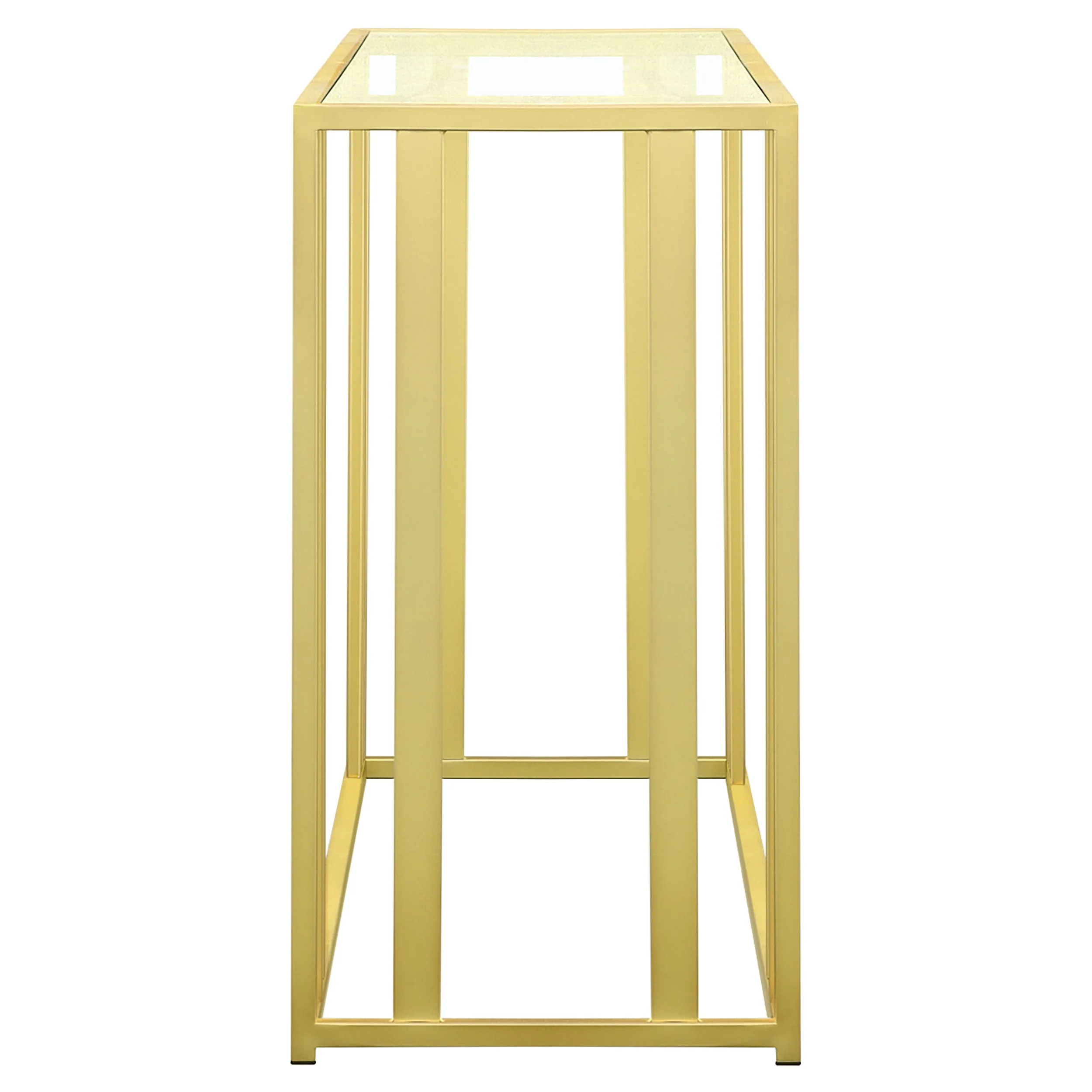Adri Glass Top Entryway Sofa Console Table Matte Brass