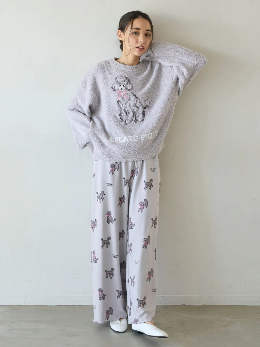 Ribbon Poodle Jacquard Pullover