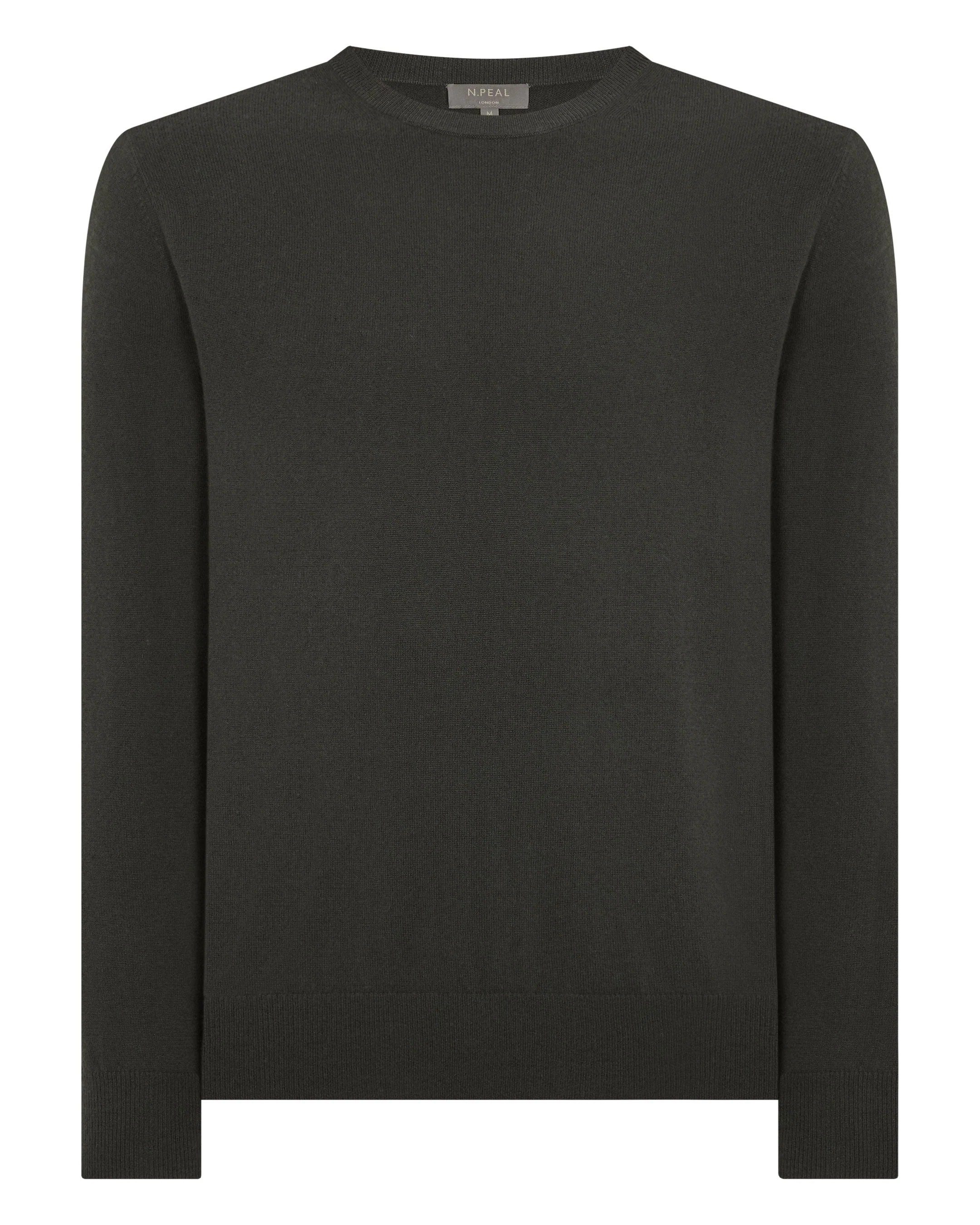 Men's Oxford Round Neck Cashmere Jumper Arabica Khaki Green