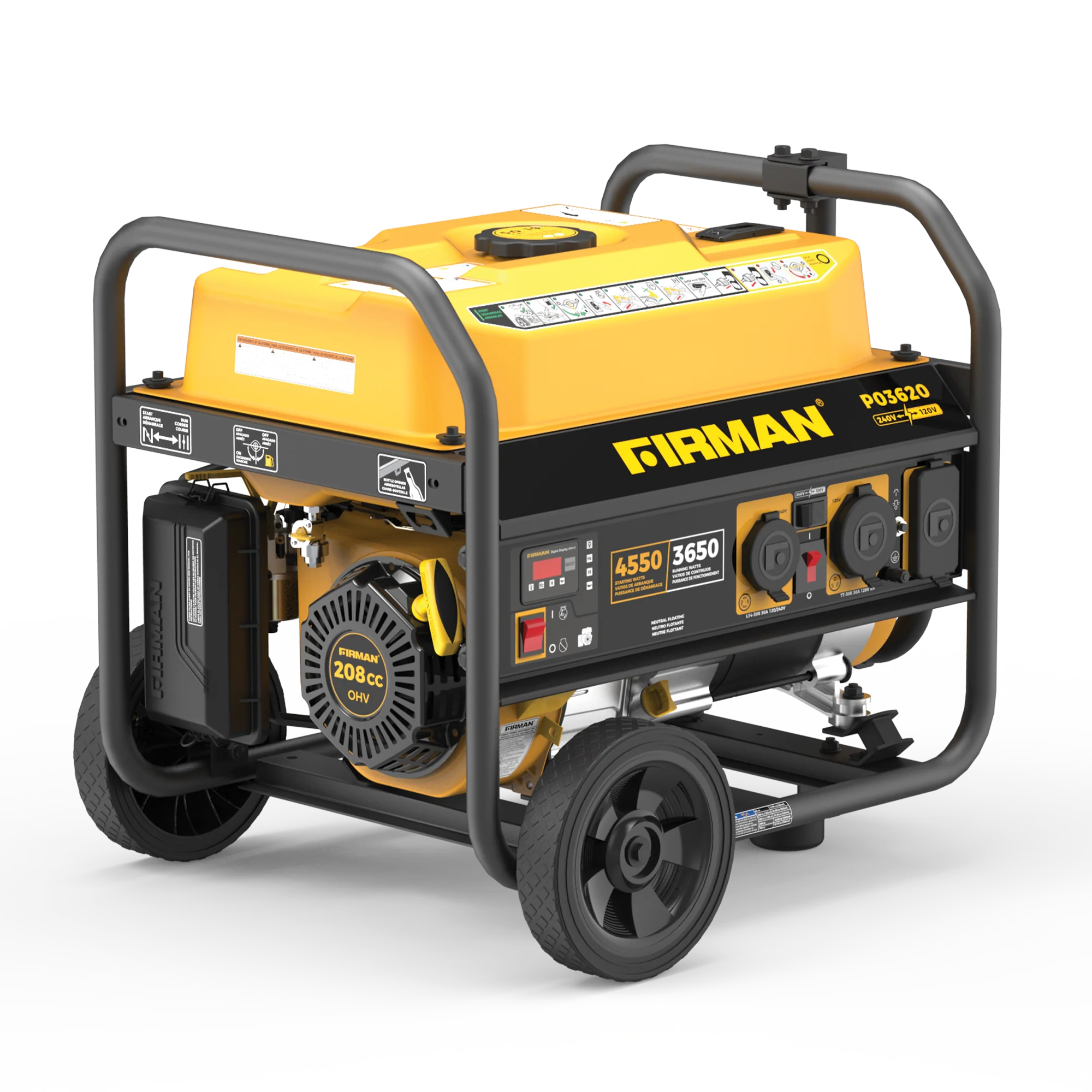 Gas Portable Generator 4550W Recoil Start 120/240V