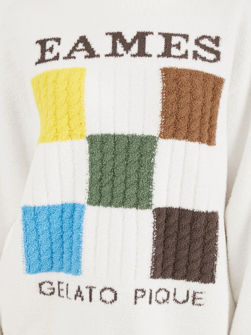 EAMES Air Moco Check-Logo Long Sleeve Pullover Sweater