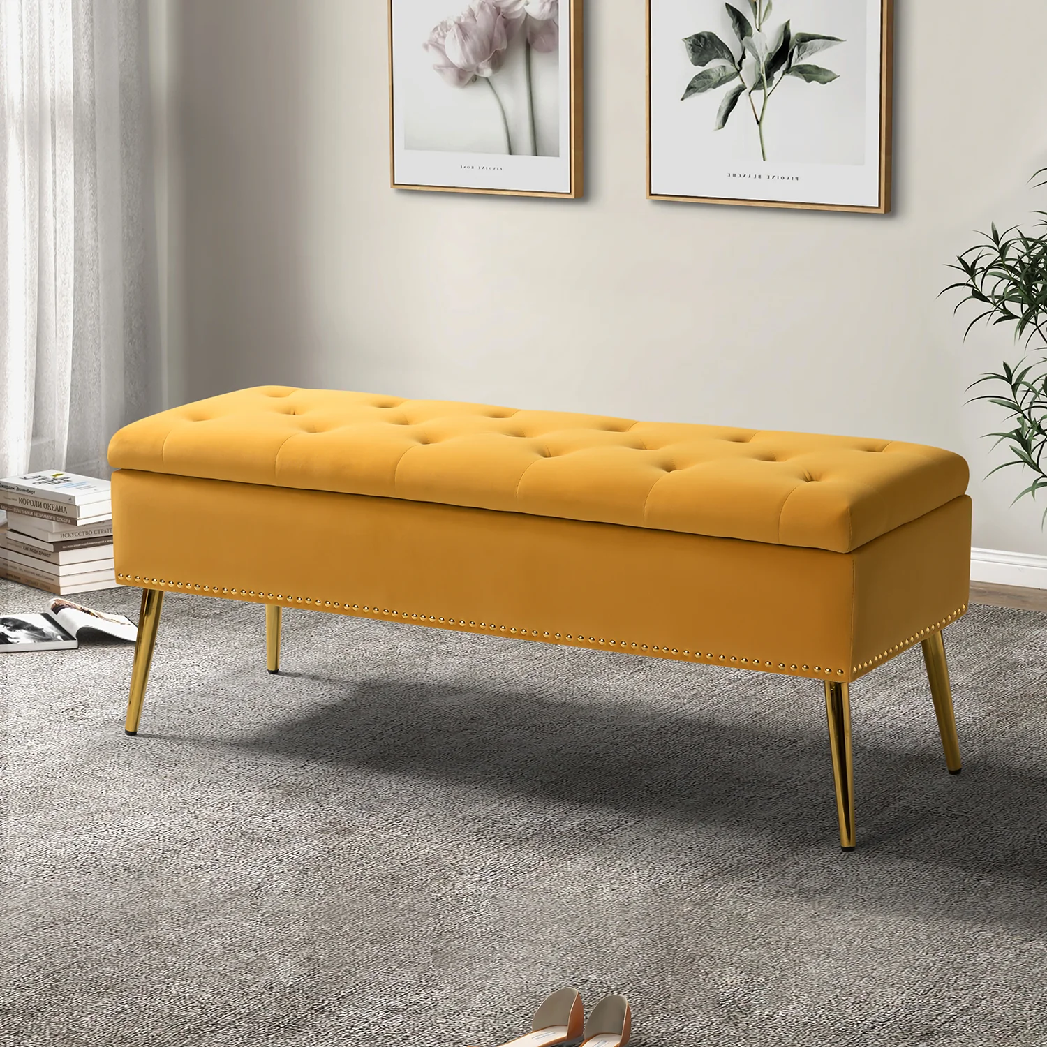 Achilles Storage Bench in Mustard