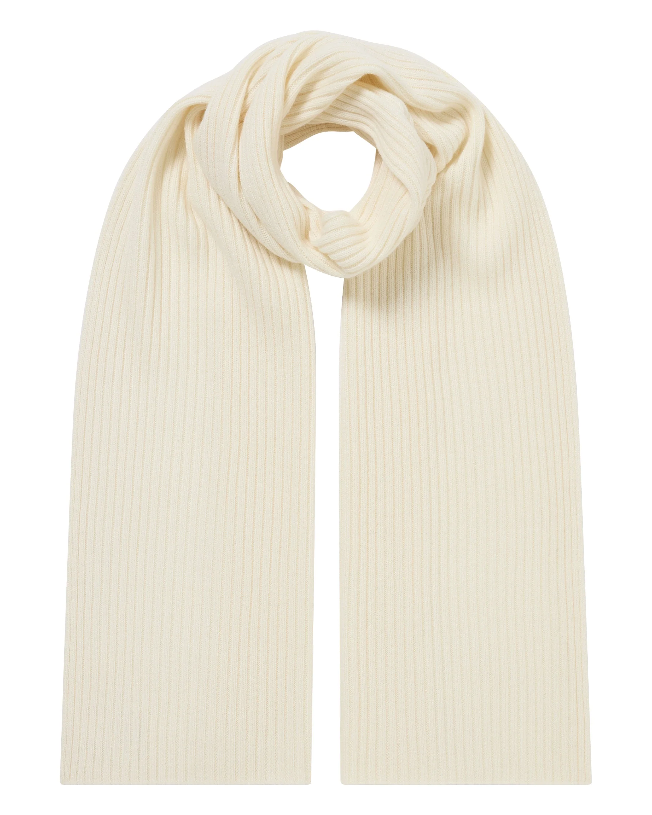 Unisex Short Ribbed Cashmere Scarf New Ivory White