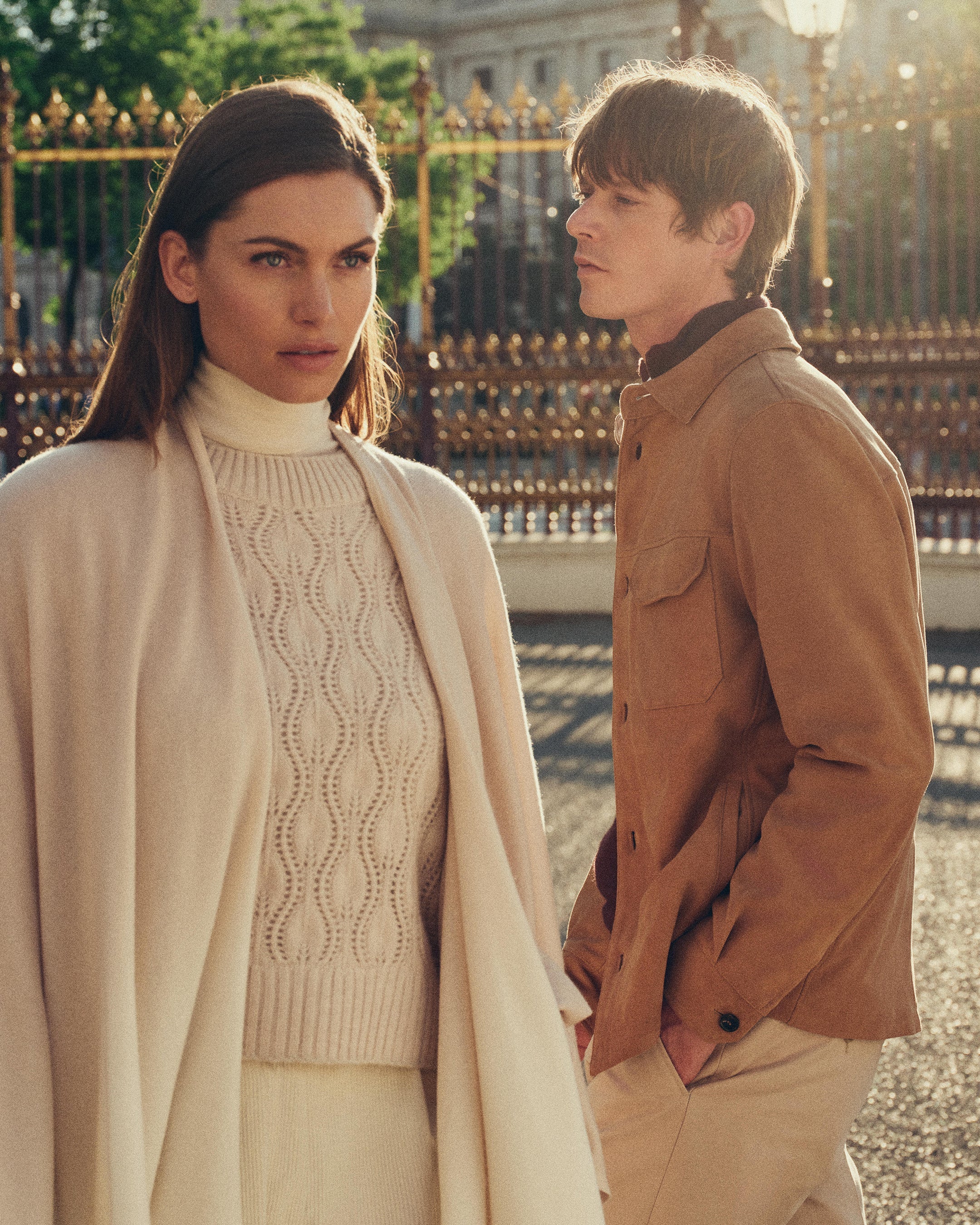 Women's Chunky Lace Stitch Cashmere Sweater Ecru White