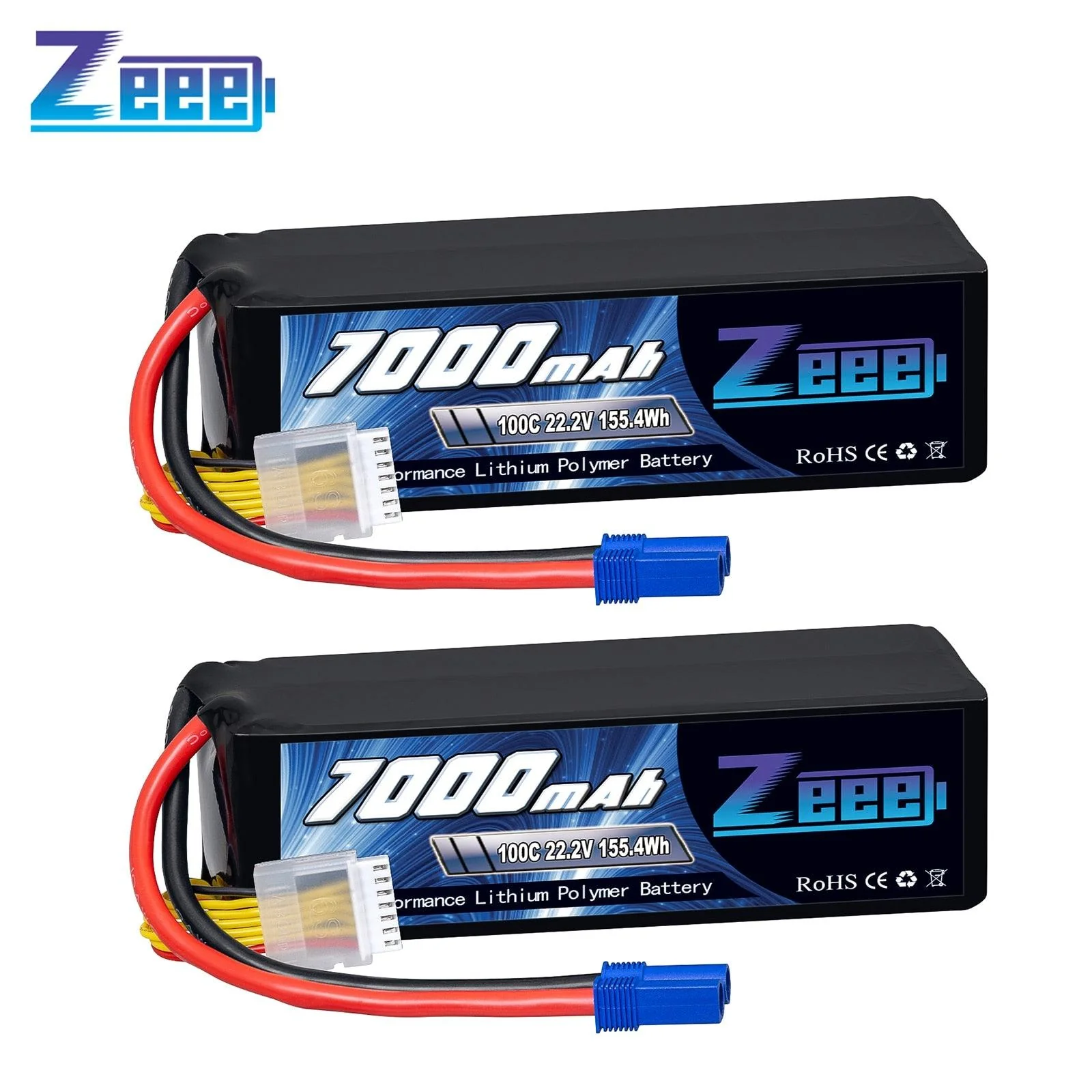 2Units Zeee Lipo Battery 4S 7000mAh 6S 14.8V 22.2V 100C Softcase with EC5 Plug for RC Car Truck Tank  Racer Hobby RC Battery