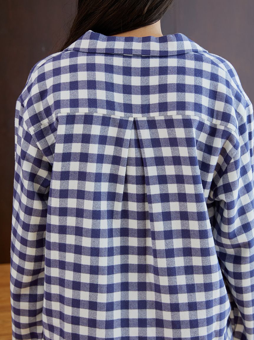 Checkered Long Sleeve Sleep Shirt Sleepwear