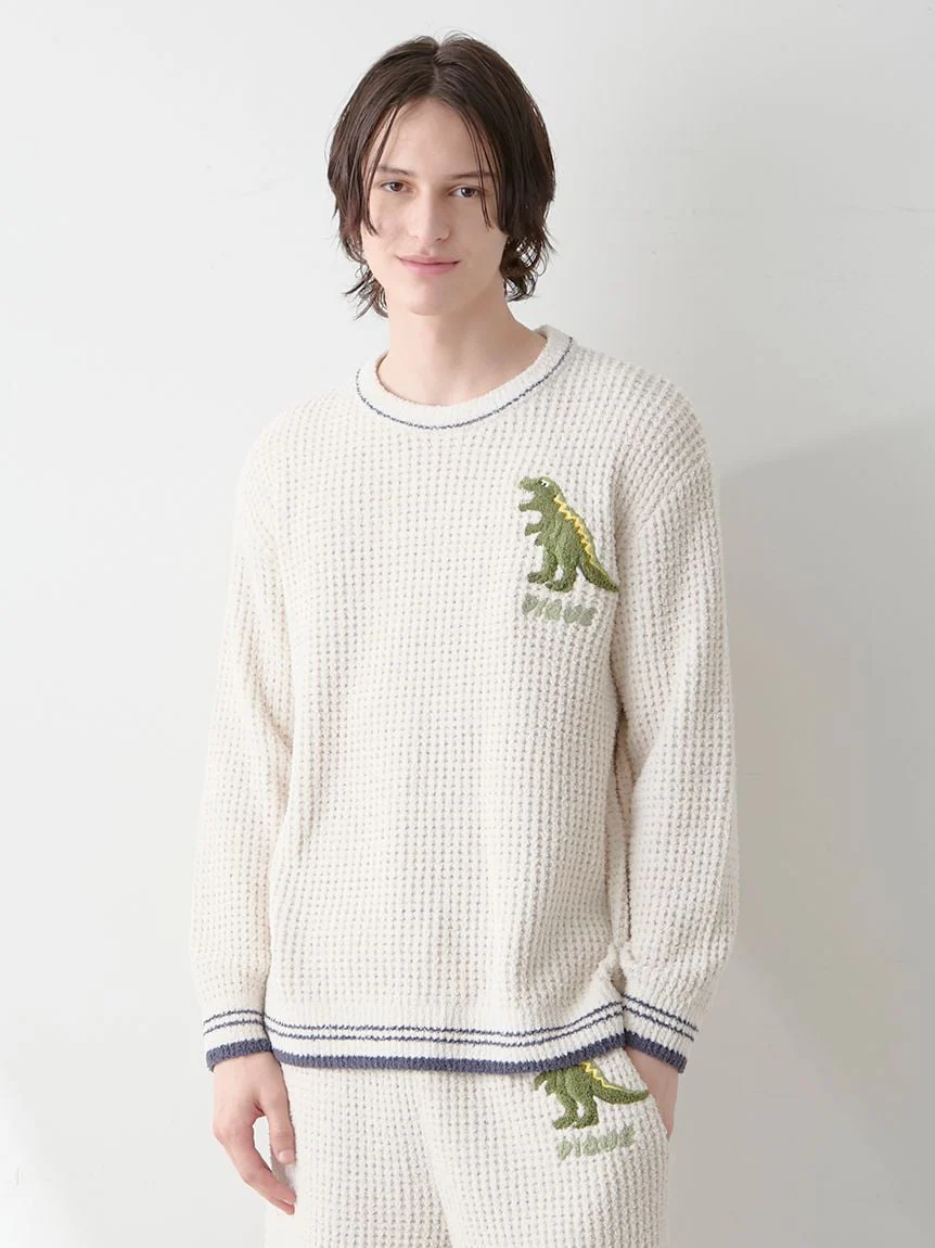 Mens Waffle Dinosaur Pullover