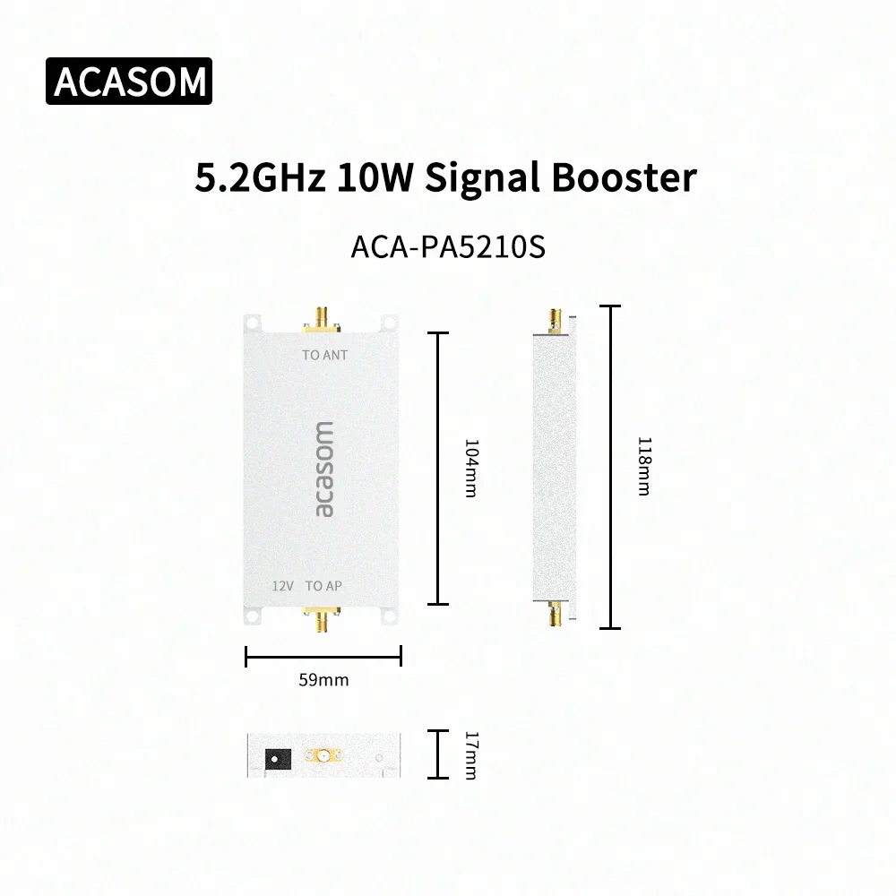 ACASOM 5.8G 5.2G Drone Signal Booster - 10W 20W Signal SMA-K Amplifier FPV Extender