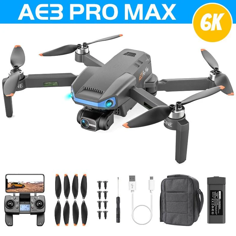 AE3 / AE3 PRO Max GPS Drone - 4K HD Dual Camera Professional Dron FPV EIS 3-Axis Gimbal Radar Obstacle Avoidance Quadcopter RC Toys Professional Camera Drone