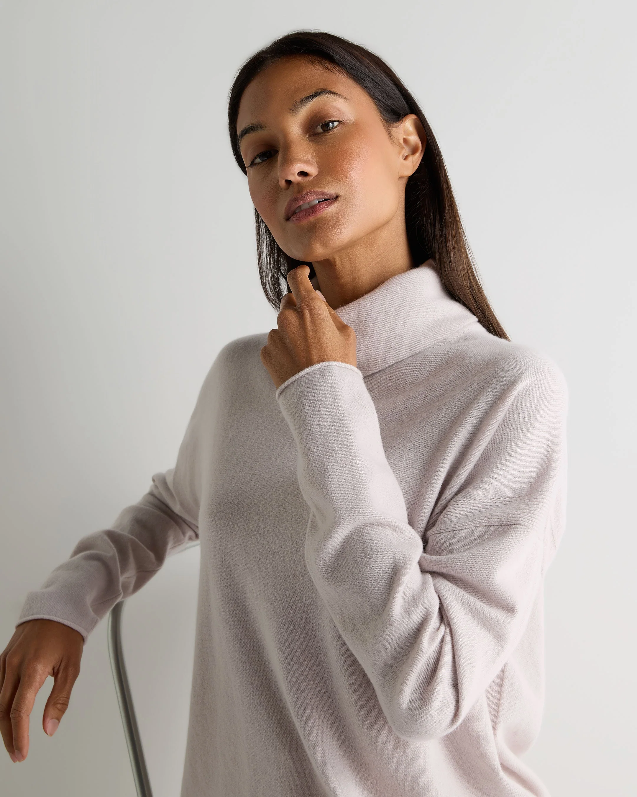 Women's Victoria Turtle Neck Cashmere Sweater Snow Grey