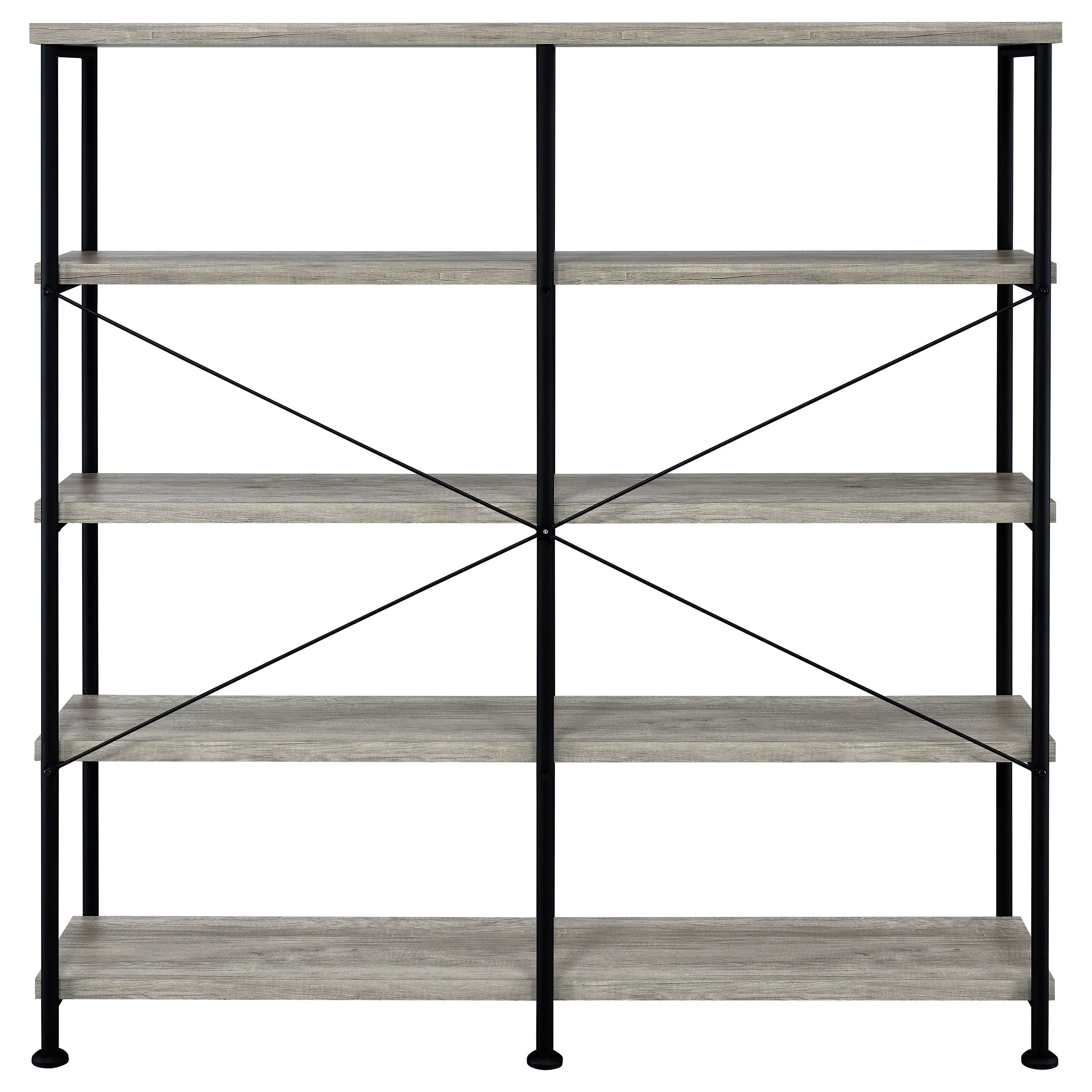 Analiese 63-inch 4-shelf Double Bookshelf Grey Driftwood