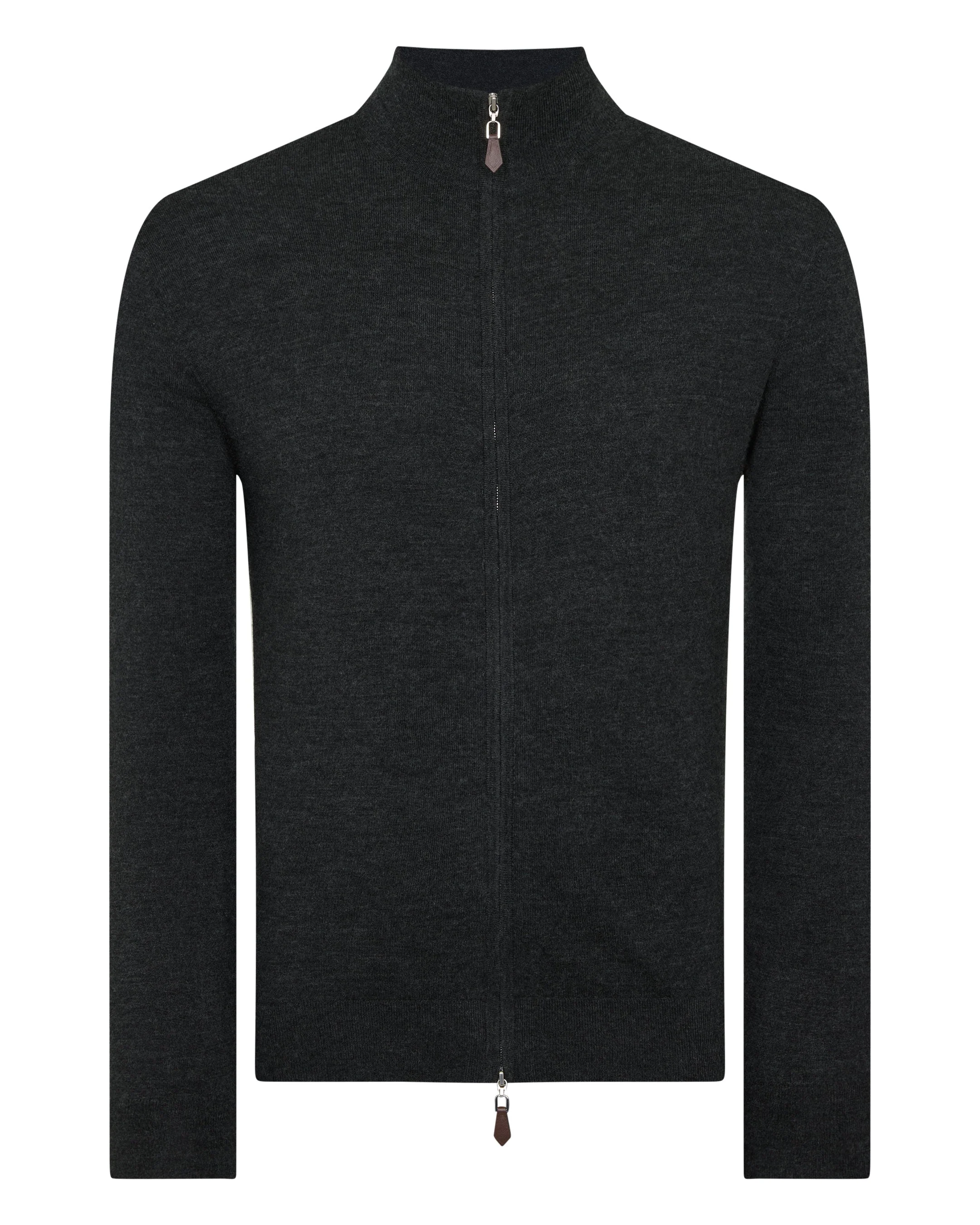 TUCCI SUPERFINE FULL ZIP Dark Charcoal Grey