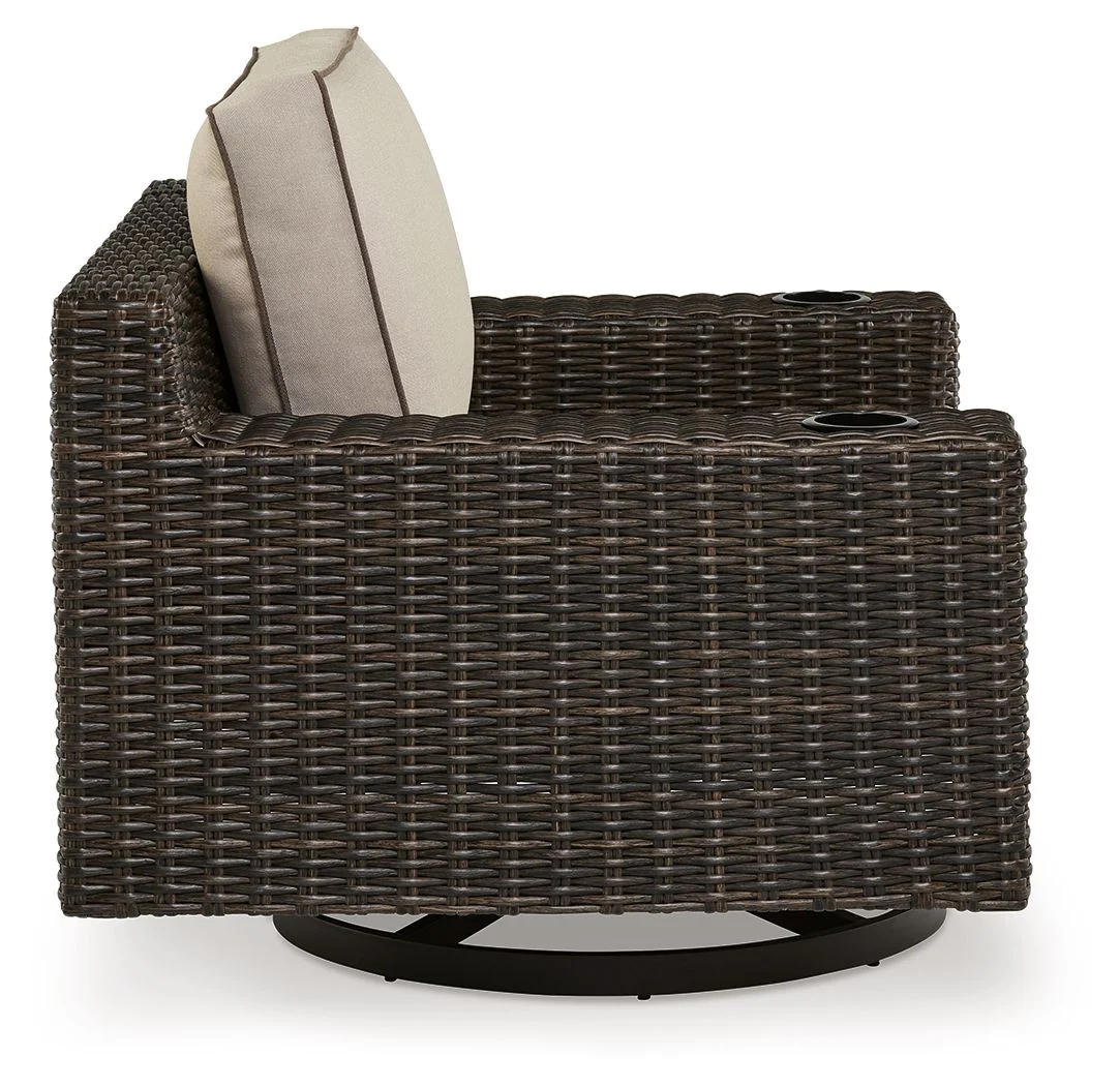 Coastline Bay - Swivel Lounge W/ Cushion - Brown
