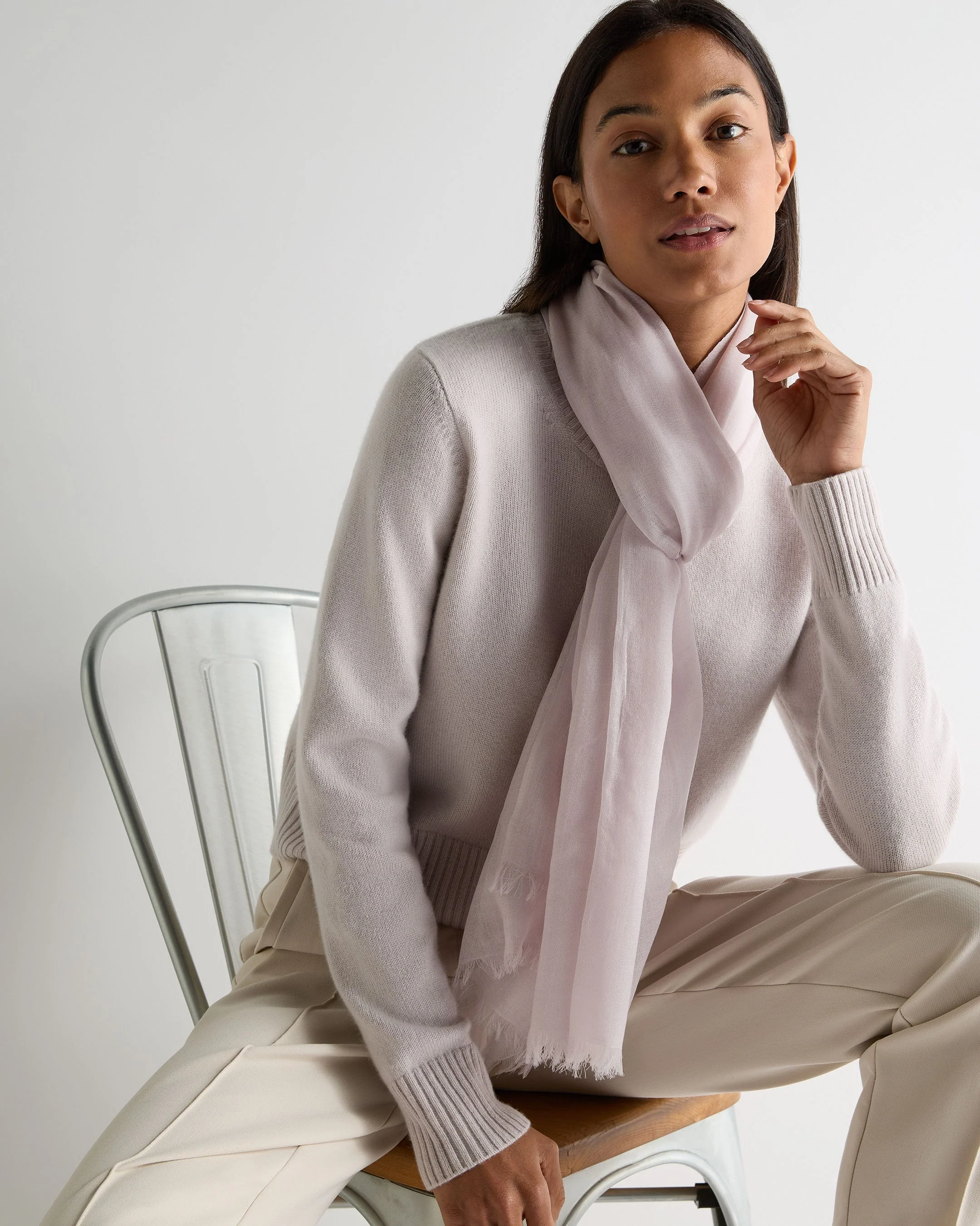 Women's Ultrafine Pashmina Cashmere Shawl Chalk Pink