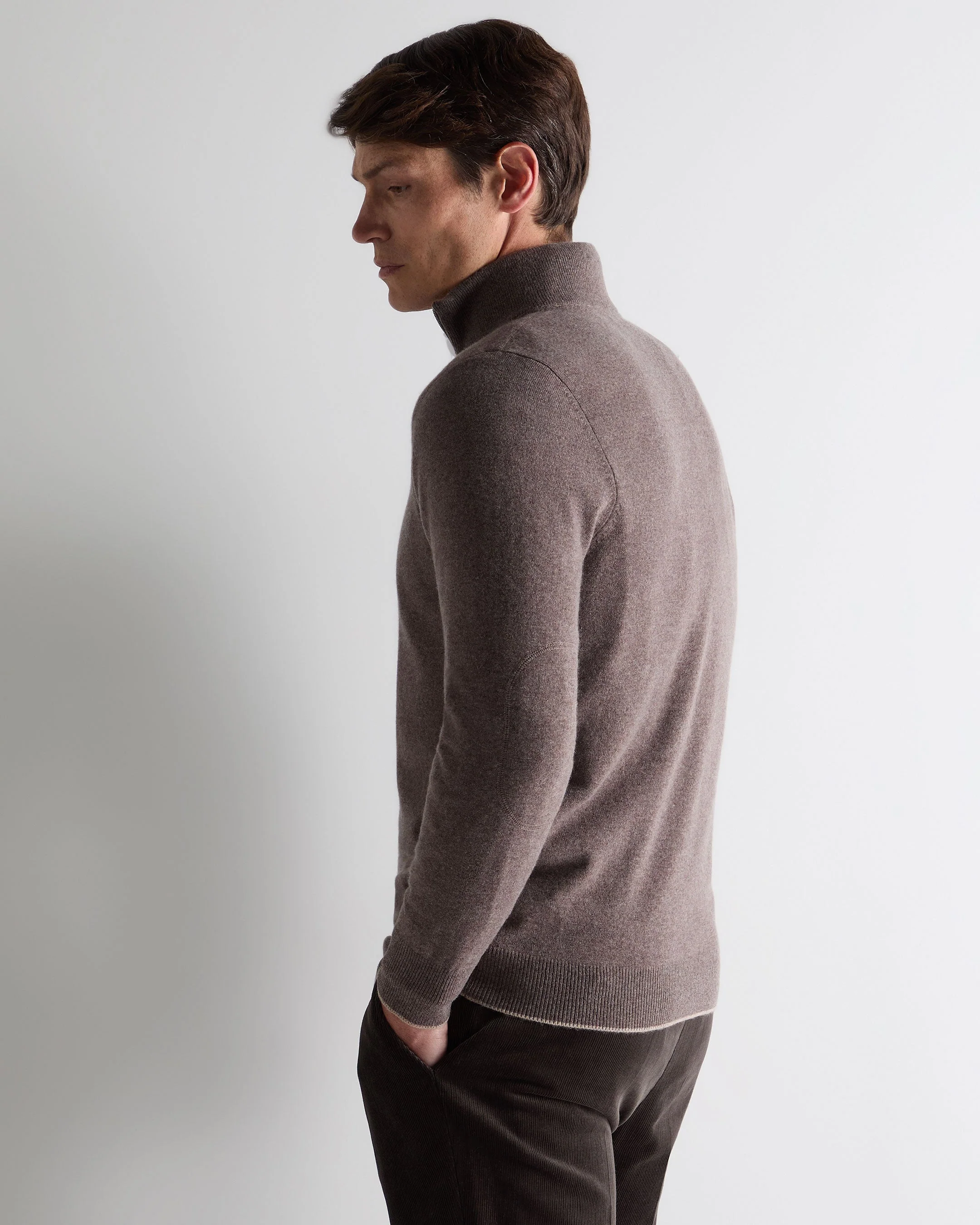 Men's Carnaby Half Zip Cashmere Jumper Otter Brown