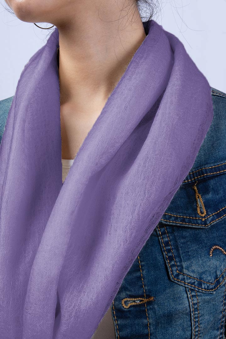 Handwoven Pure Cashmere Scarf Shawl in Lavender