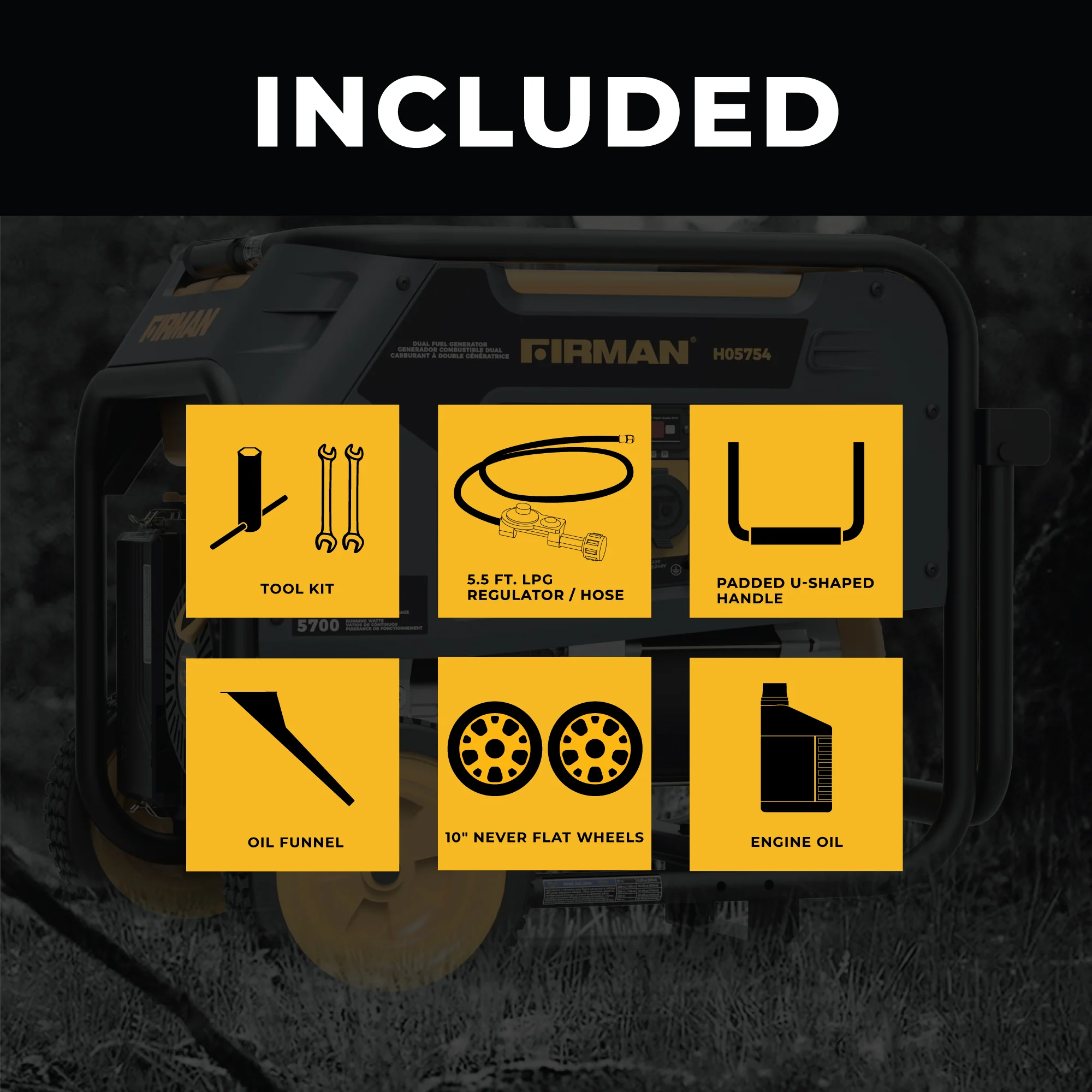 Dual Fuel Portable Generator 5700W Recoil Start 120/240V