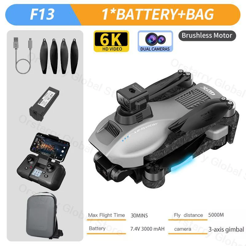 F13 Drone - 8K HD Camera 3Axis Gimbal Eis Anti Shake With GPS Repeater Brushless Motor Quadcopter RC Helicopter Toys Professional Camera Drone