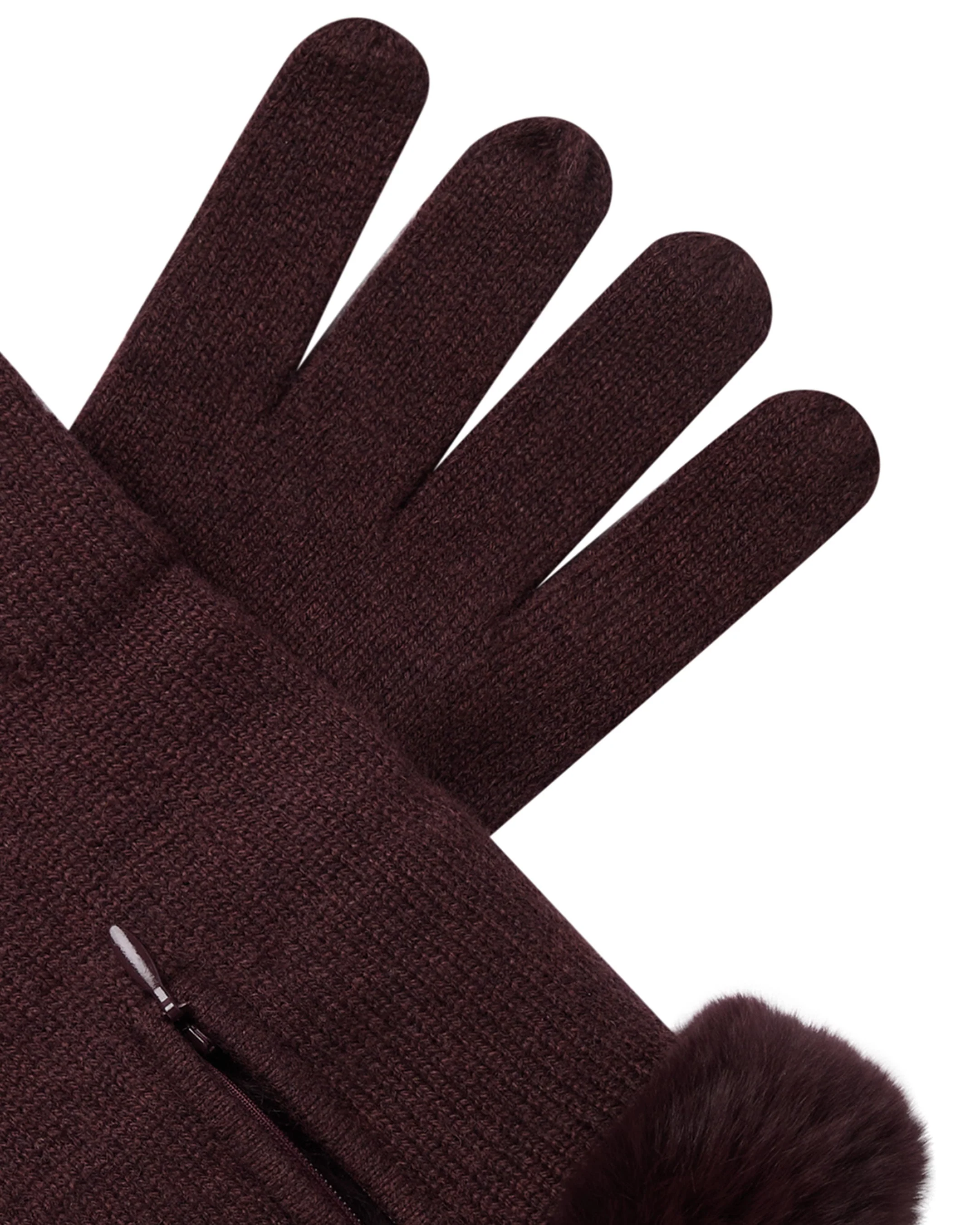 Women's Fur Trim Cashmere Gloves Claret Red