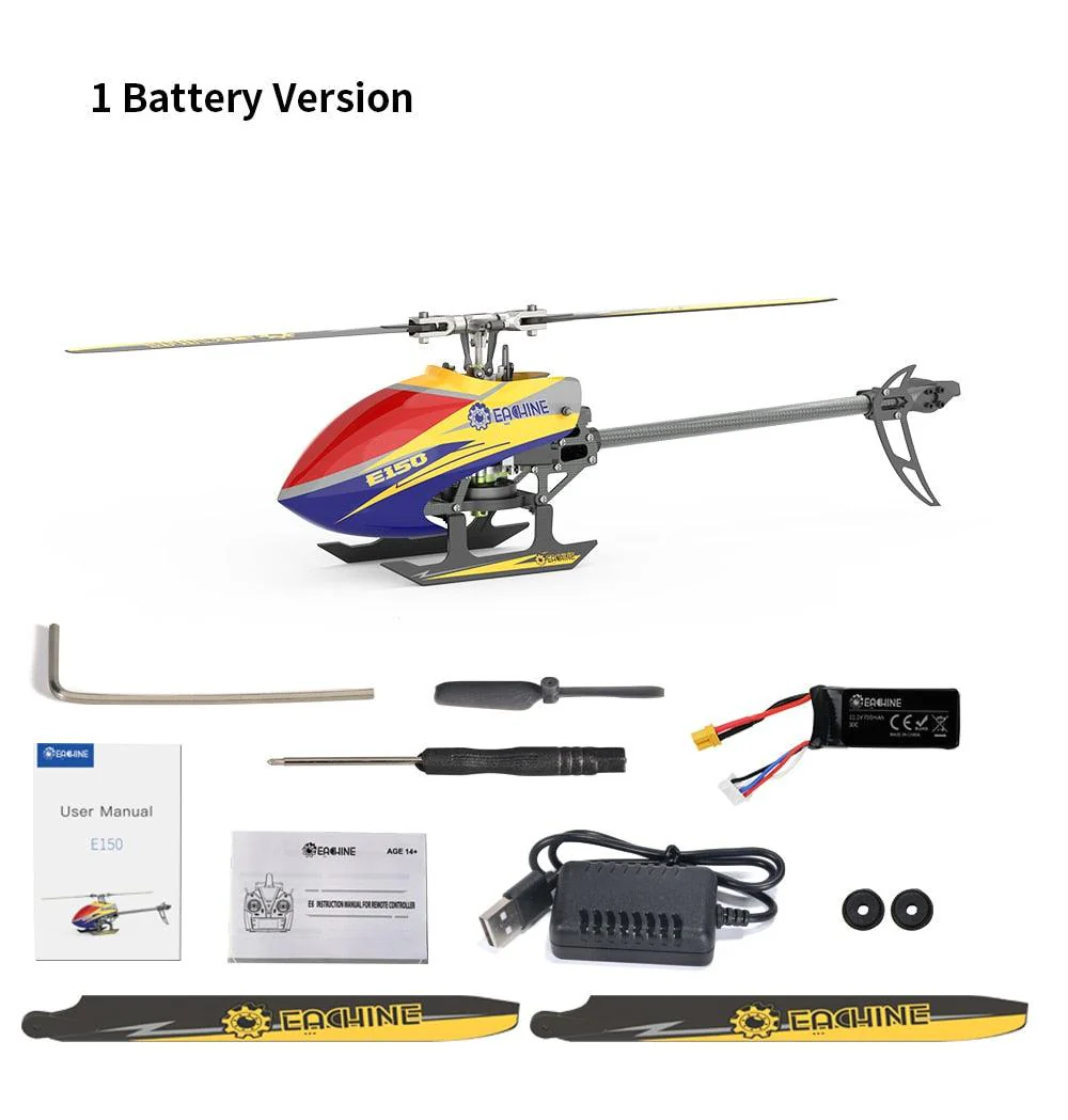 Eachine E150 RC Helicopter - 2.4G 6CH 6-Axis Gyro 3D6G Dual Brushless Motor Flybarless RTF Compatible With FUTABA S-FHSS Toys