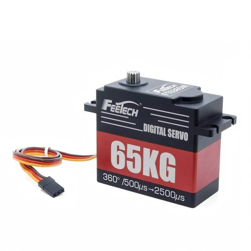 FEETECH FT6365 Servo Motor, 7.4V 65kg.cm 360° Magnetic Encoder Steel Gear, 4.8–8.4V PWM, Aluminum Case
