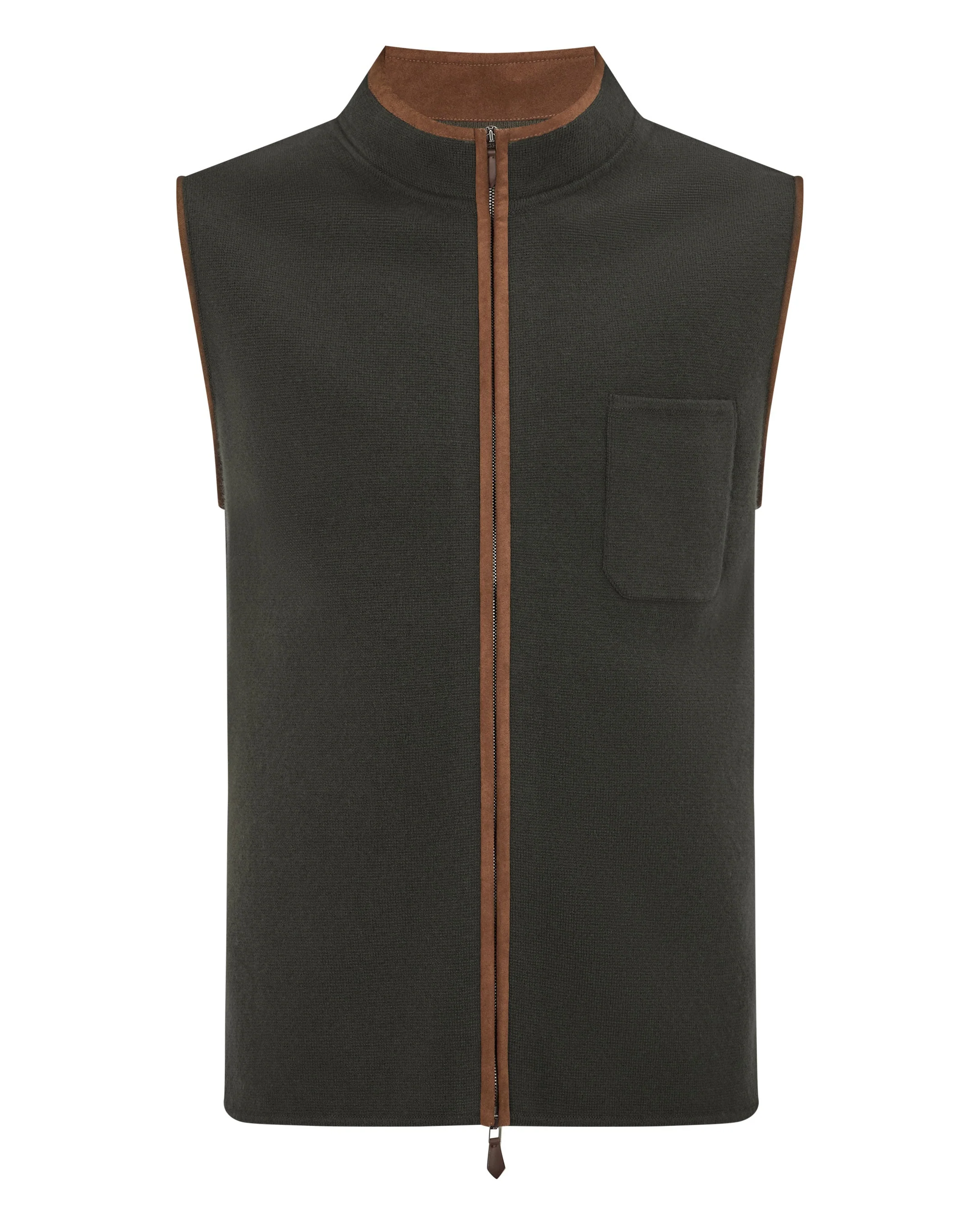 Men's Shaftesbury Cashmere Gilet Arabica Khaki Green