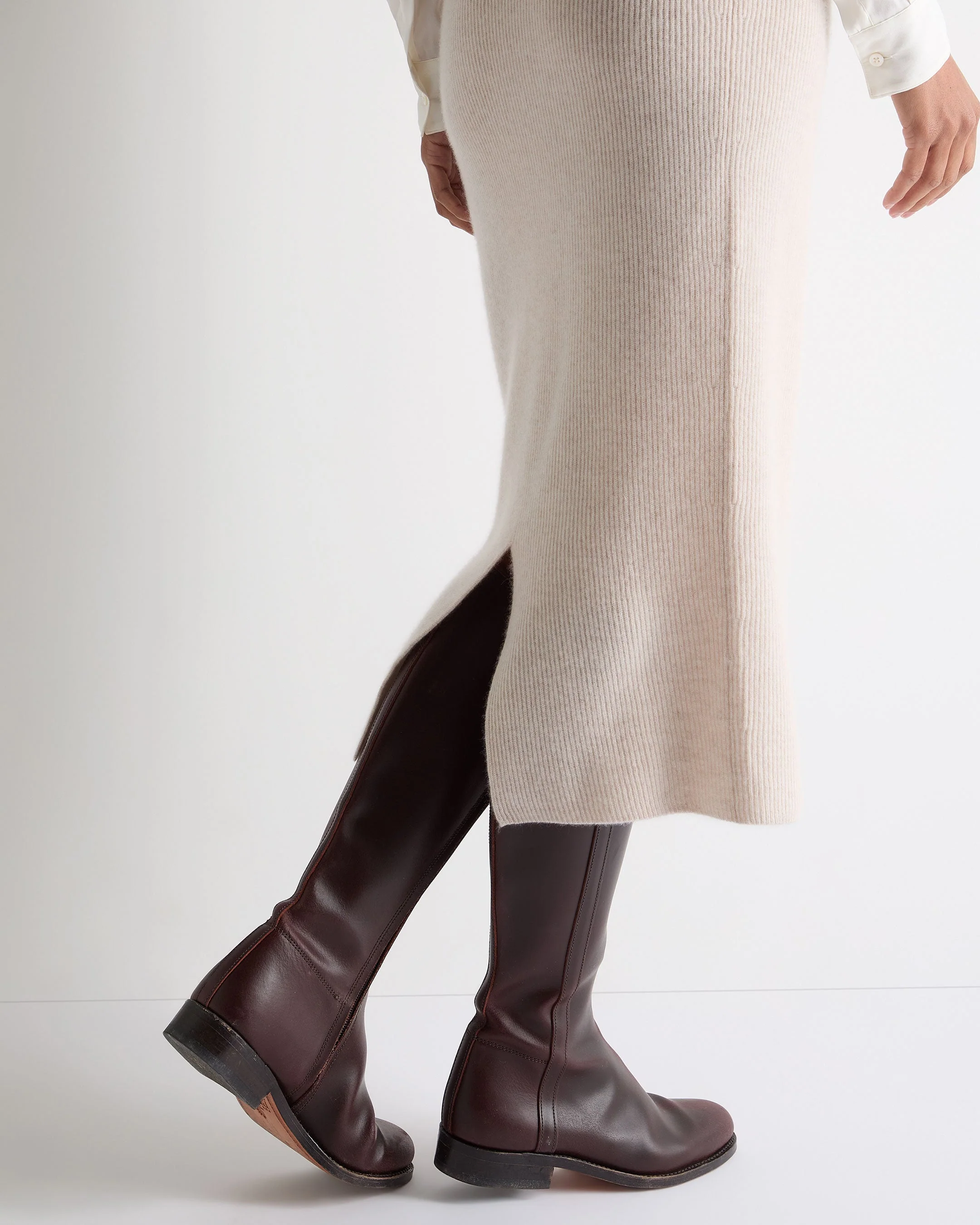 Women's Rib Cashmere Skirt Ecru White