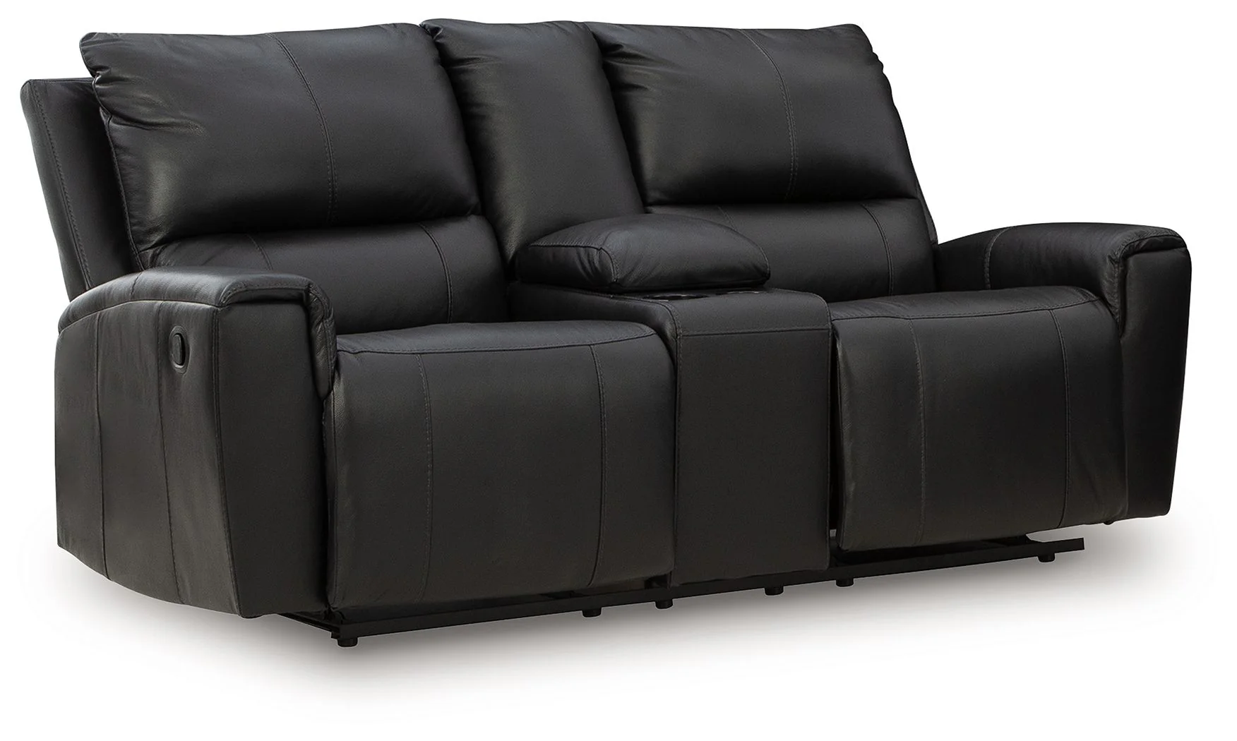 Glossmore - Reclining Loveseat With Console - Black