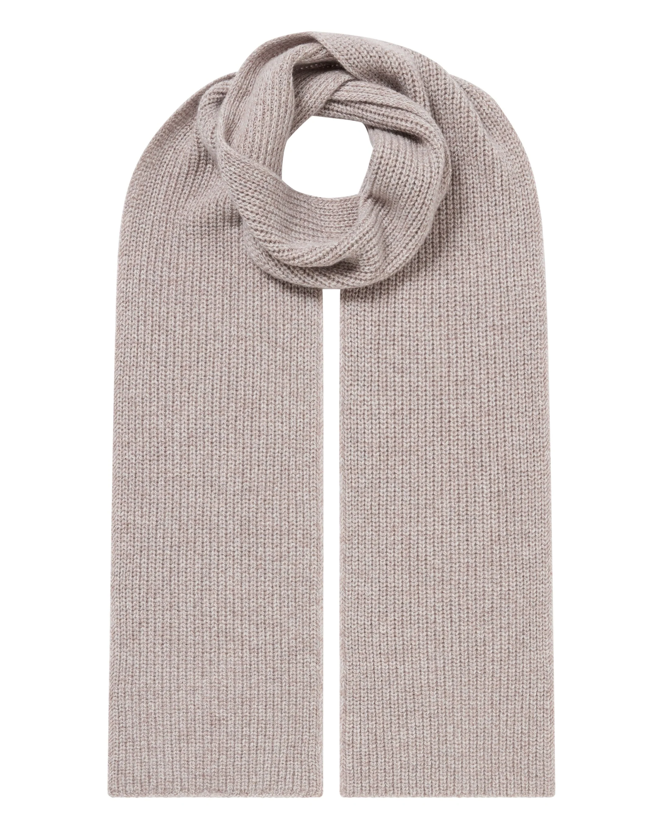 Unisex Ribbed Cashmere Scarf Basilica Beige Brown Marl