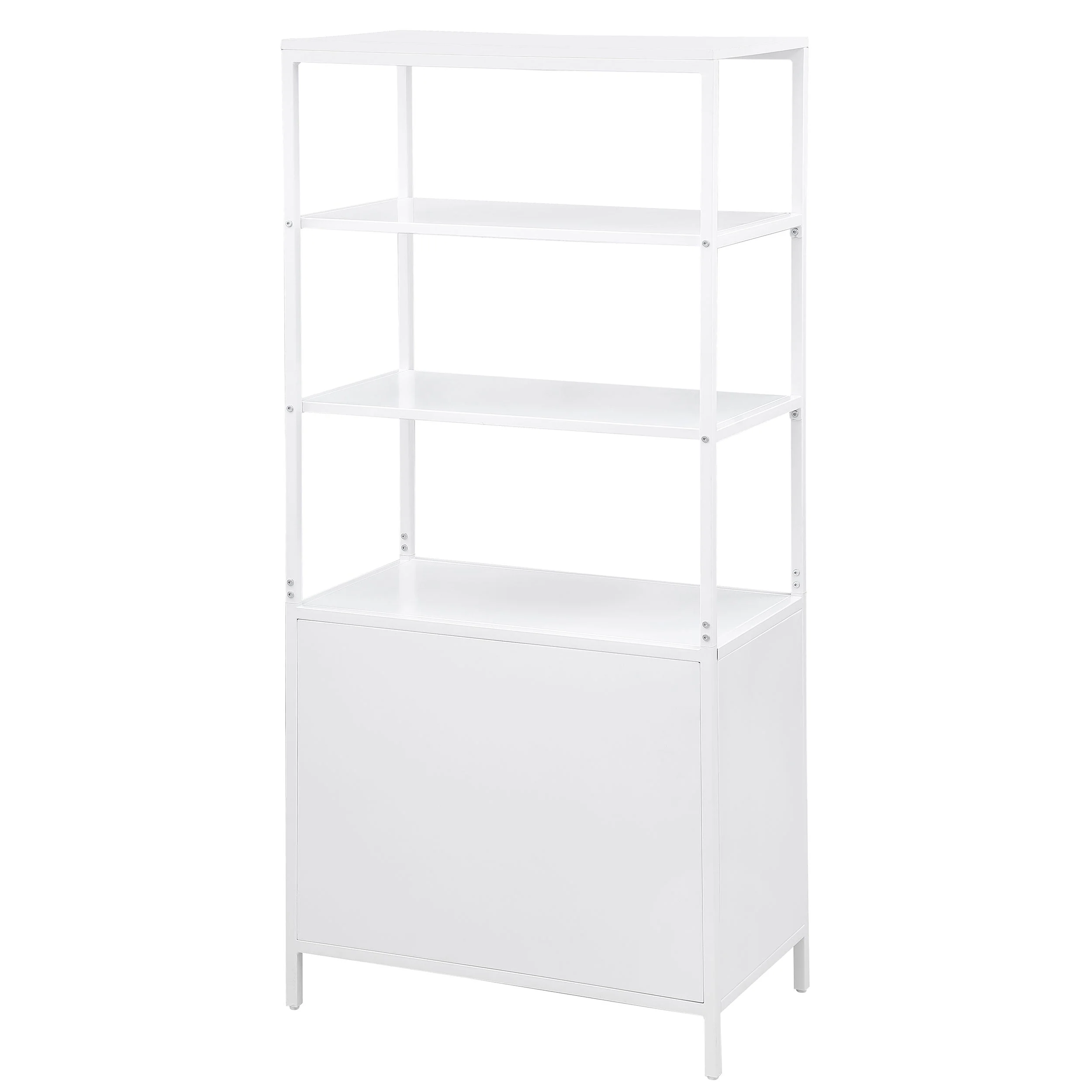 Amherst 3-shelf Radio Weave Cane Metal Accent Cabinet White