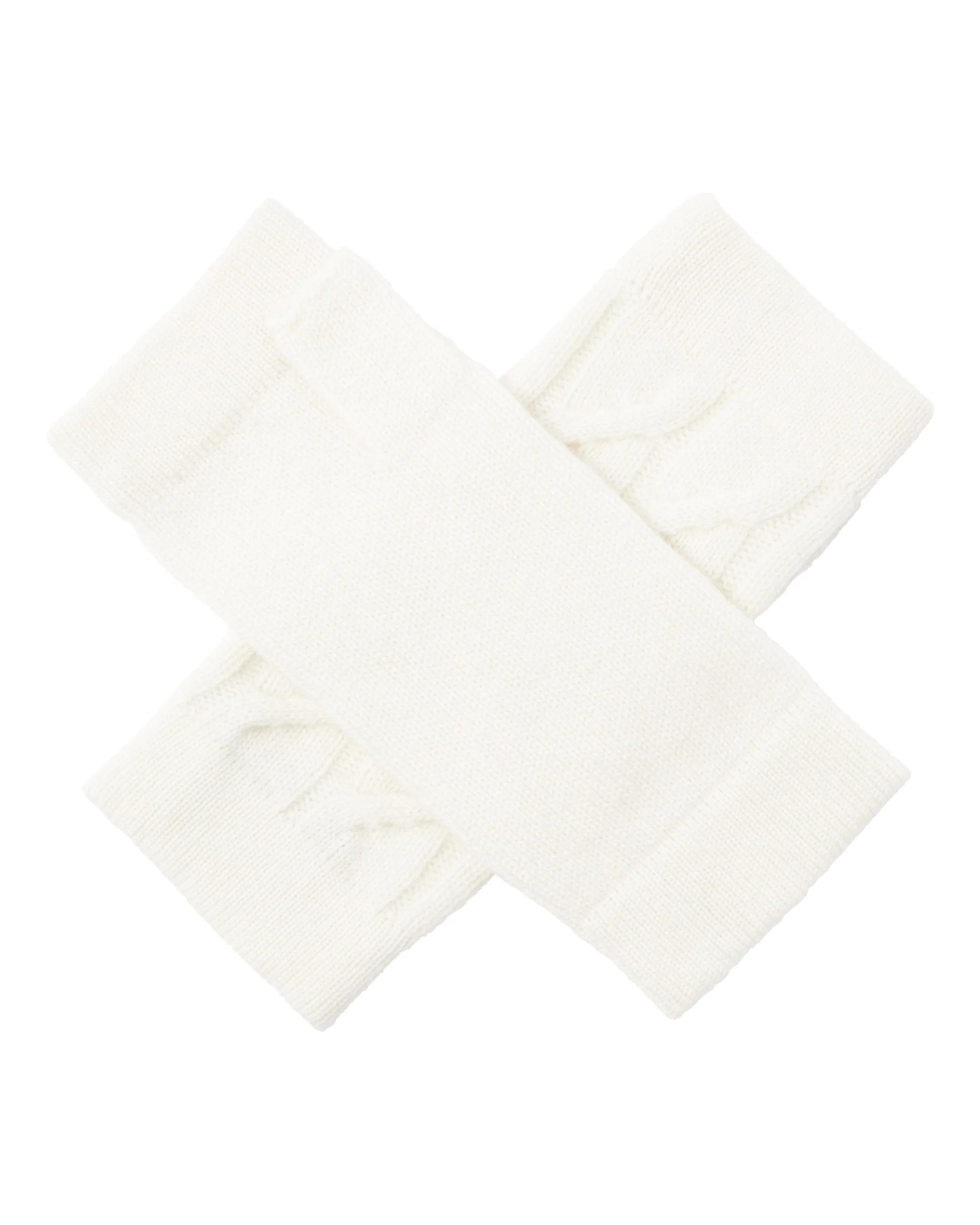 Women's Cable Fingerless Cashmere Gloves New Ivory White