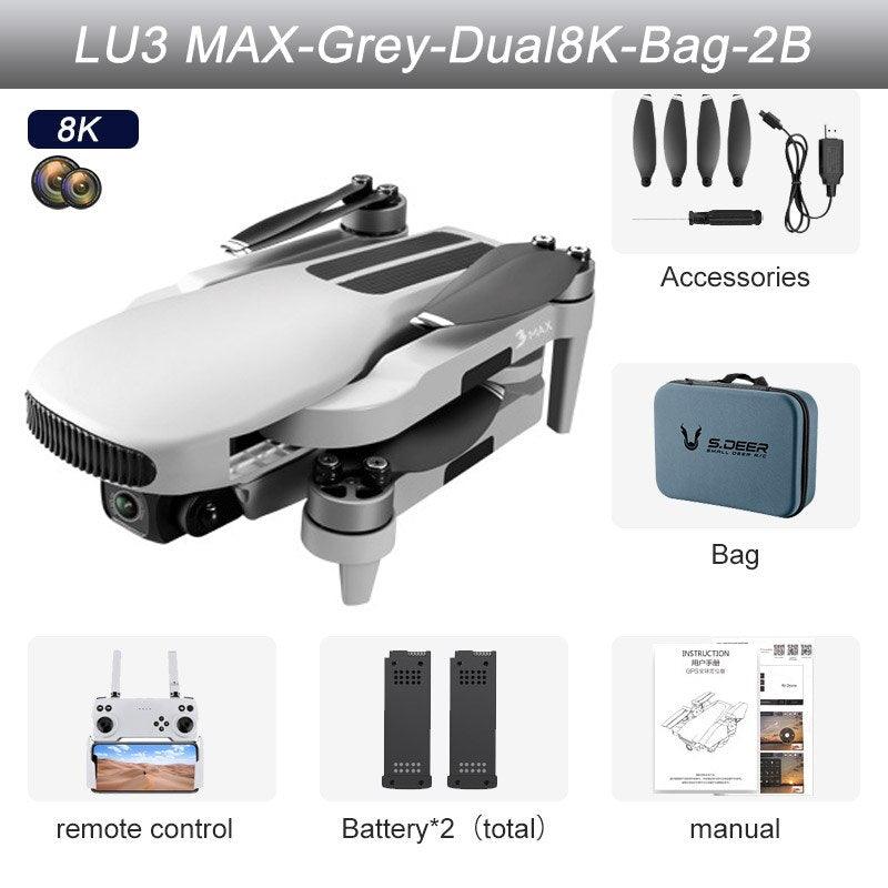 2023 New LU3 Max GPS Drone - 8K HD Dual Camera 5G Wifi FPV Optical Flow Brushless Motor Folding Quadcopter RC Distance 800M Gift Toys Professional Camera Drone