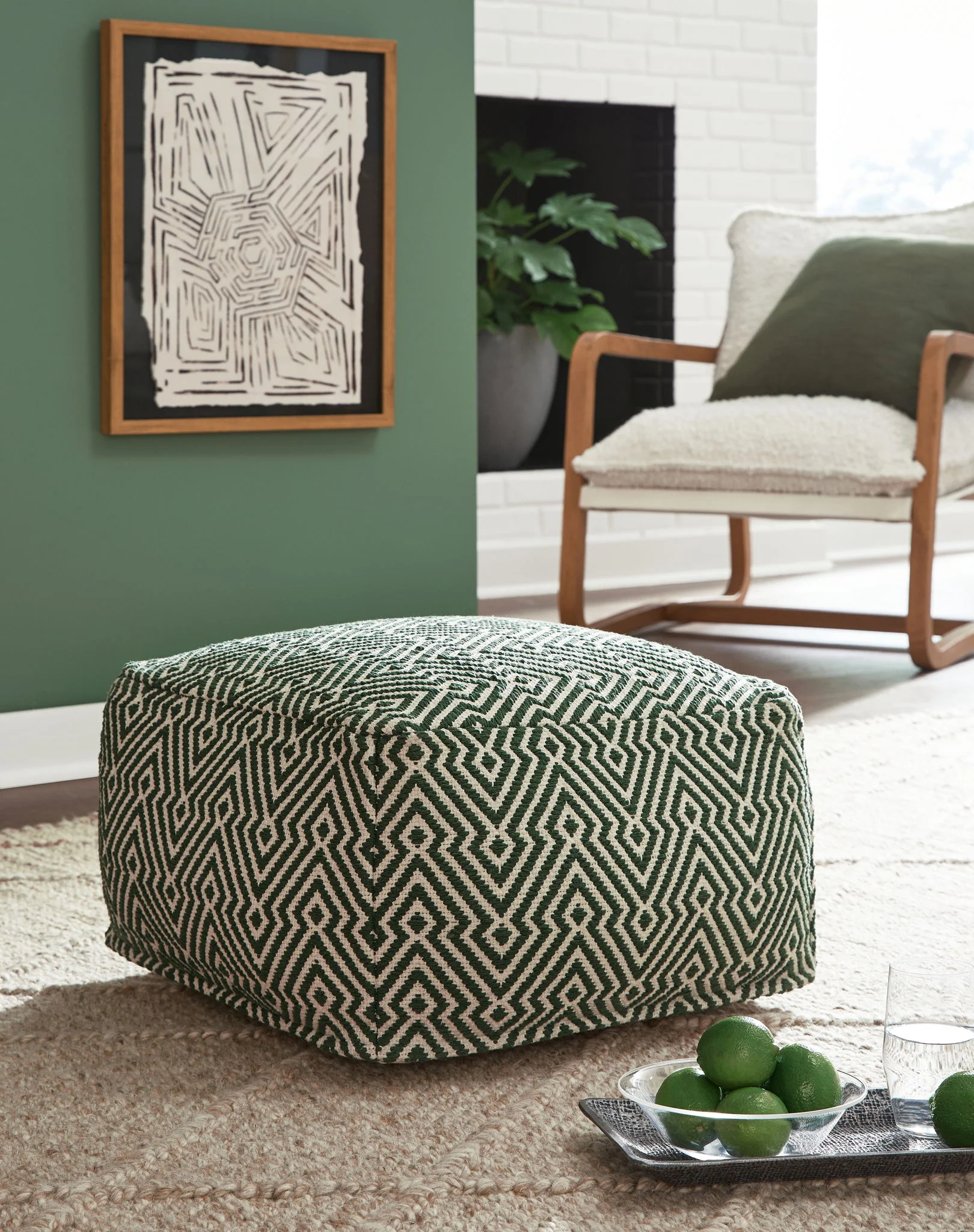 Abacy - Pouf - Green / Ivory