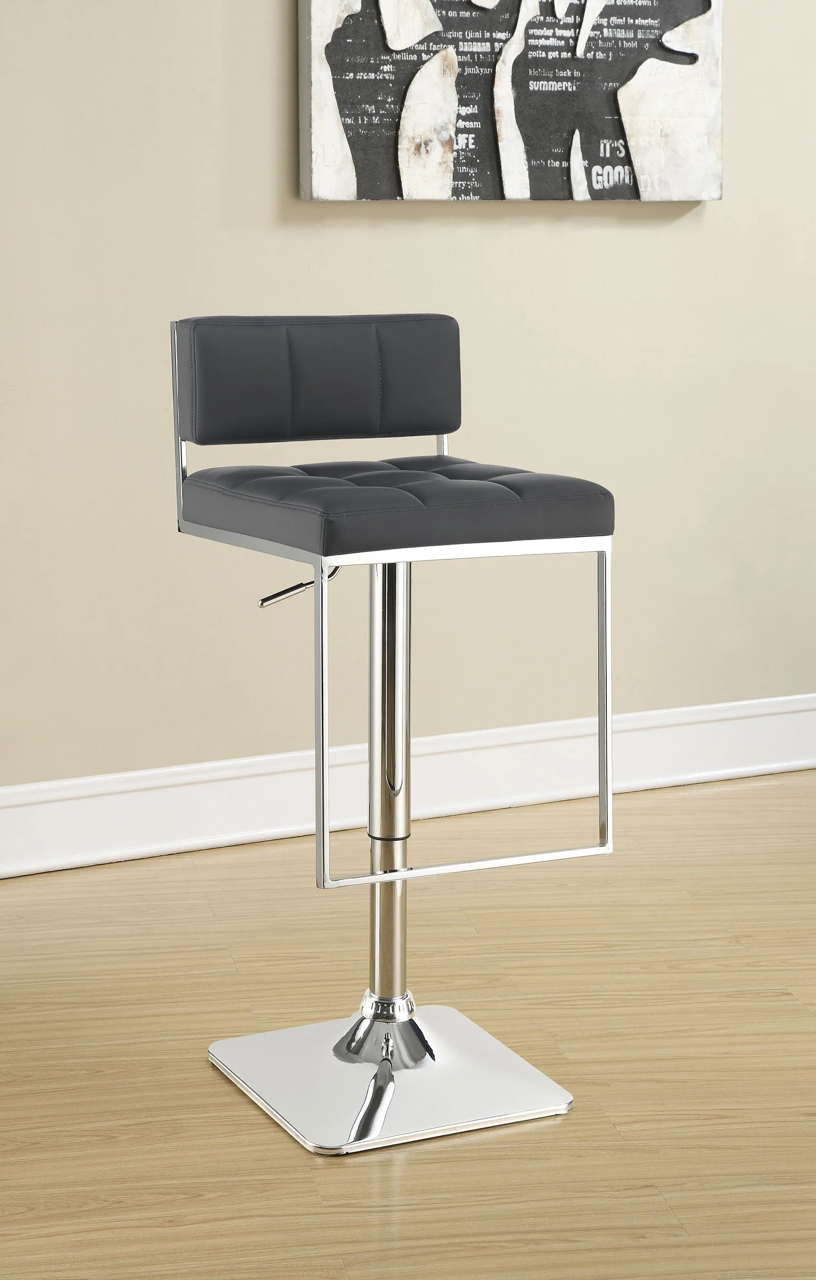Alameda Adjustable Bar Stool Chrome and Black / Grey