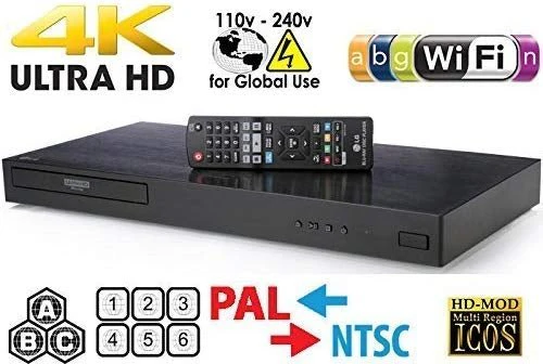 LG UBKM9 4K Region Free Smart WiFi UHD 4K Ultra HD Blu-ray & DVD Player Multi Region 3D Dolby Vision HDR & 6Ft Dynastar HDMI Cable Bundle