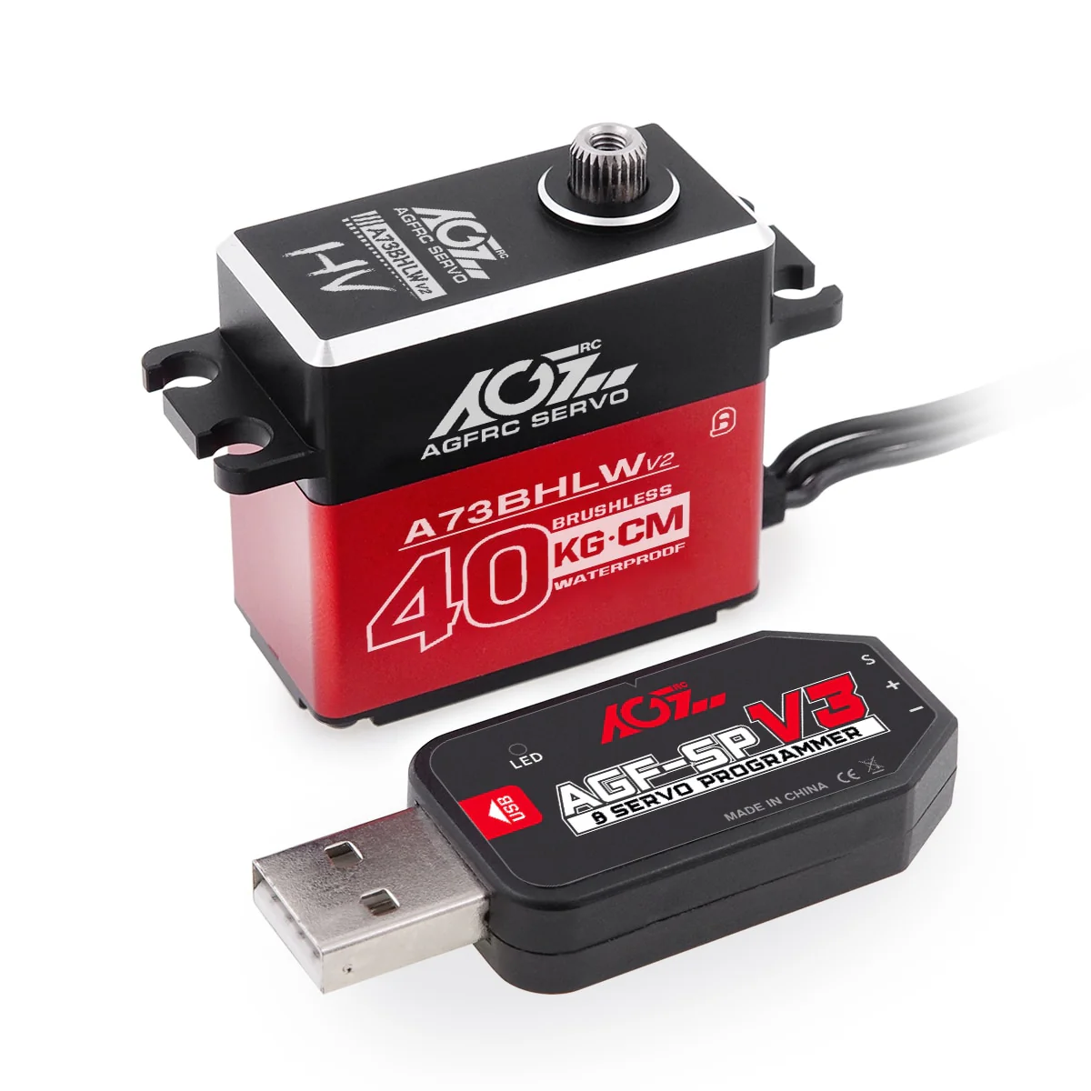 AGFRC A73BHLW V2 Servo  - HV 40KG High Torque Brushless Waterproof Digital Standard Servo For 1/10 RC Rock Crawler Buggy Car Boat Truck