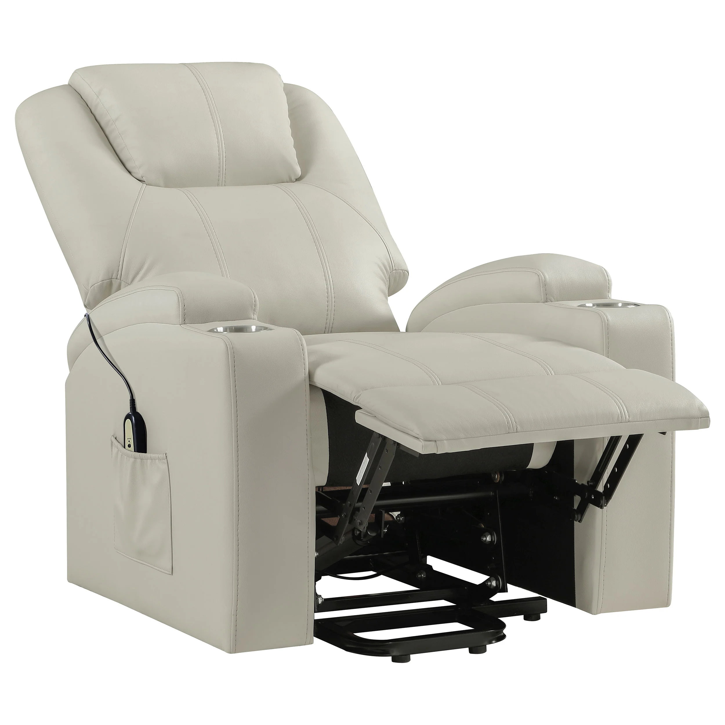 Armstrong Upholstered Power Lift Massage Recliner Ivory