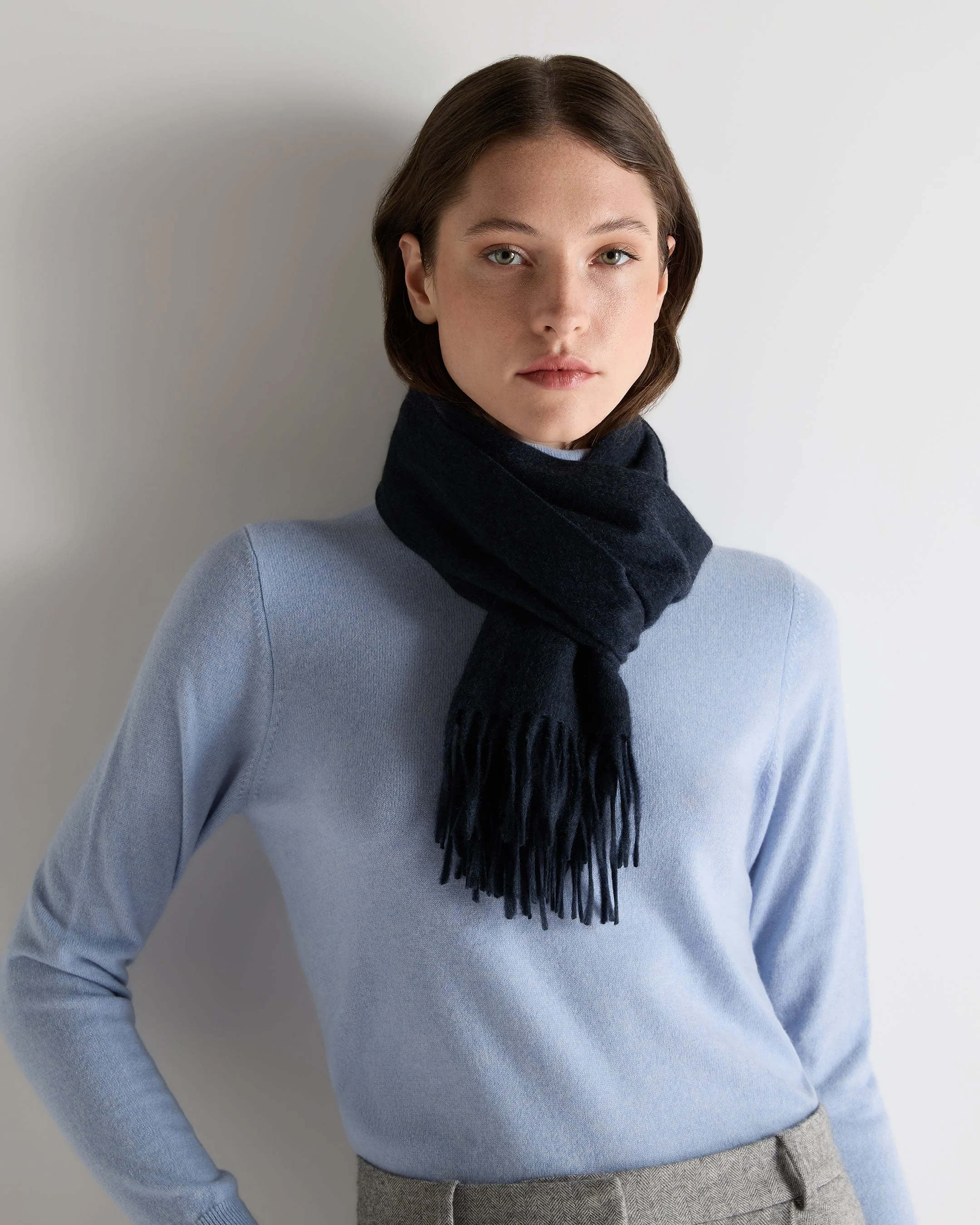 Unisex Woven Cashmere Scarf Indigo Blue