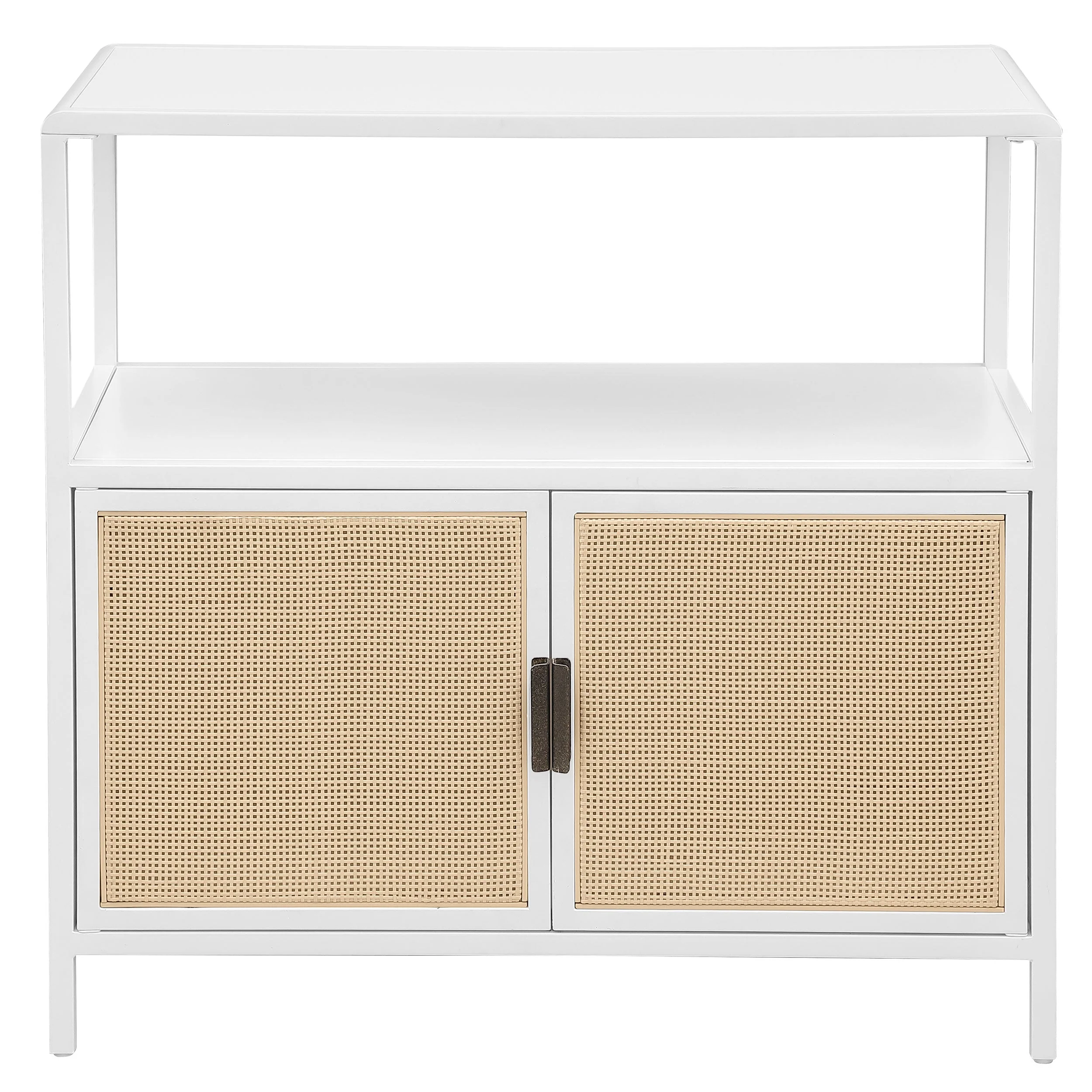 Amherst 3-shelf Radio Weave Cane Metal Accent Cabinet White