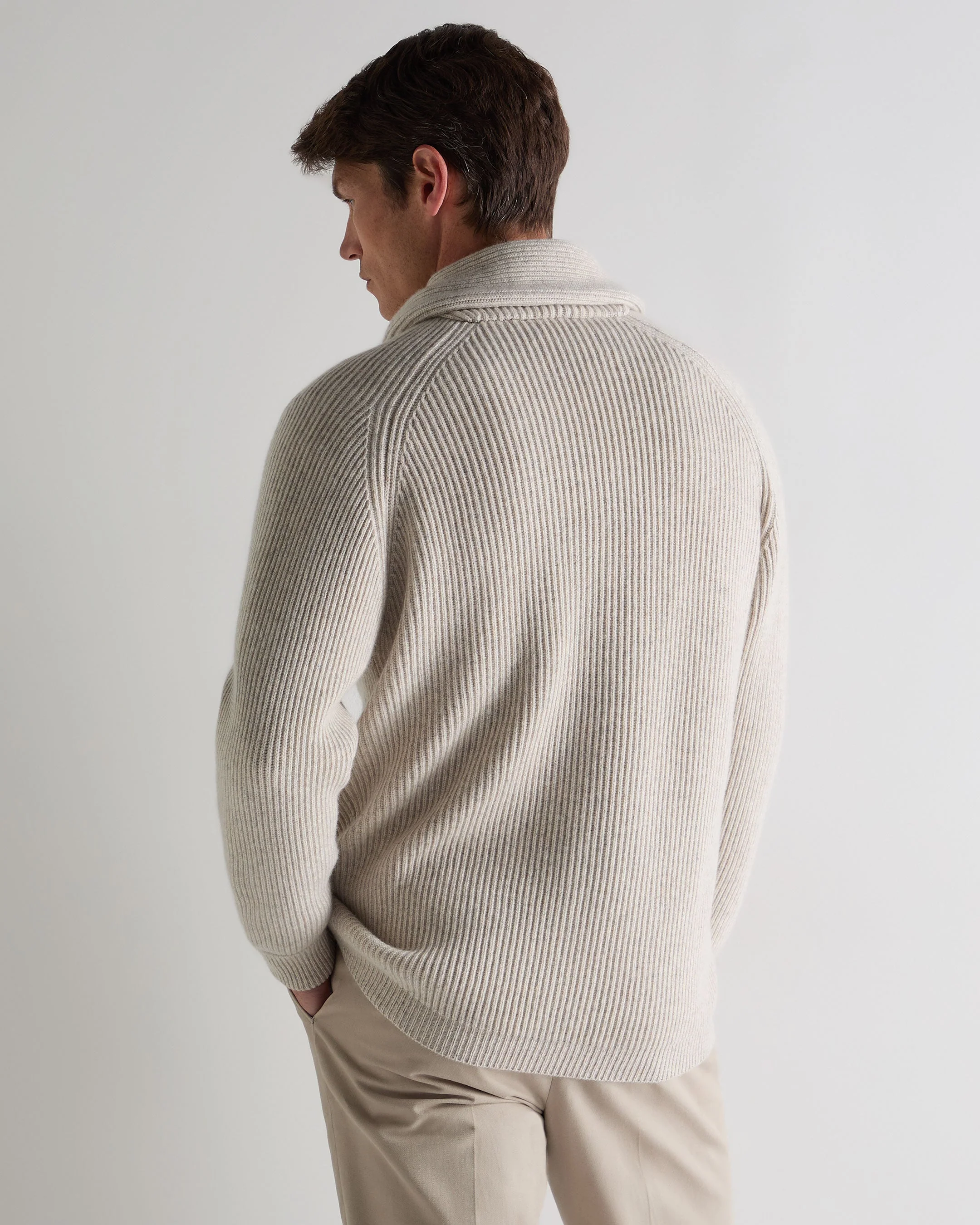Men's Kensington Cashmere Cardigan Ash Grey Marl