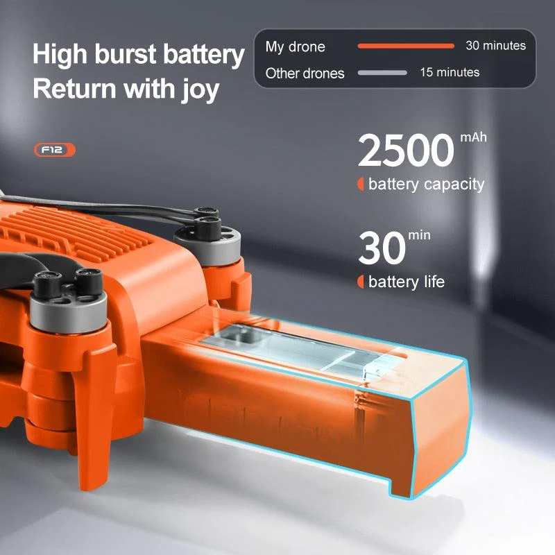 F12 GPS Drone - 4K HD professional 6K HD Dual Camera Wi-Fi FPV RC helicopter Brushless Foldable Quadcopter RC Distance 2KM Professional Camera Drone